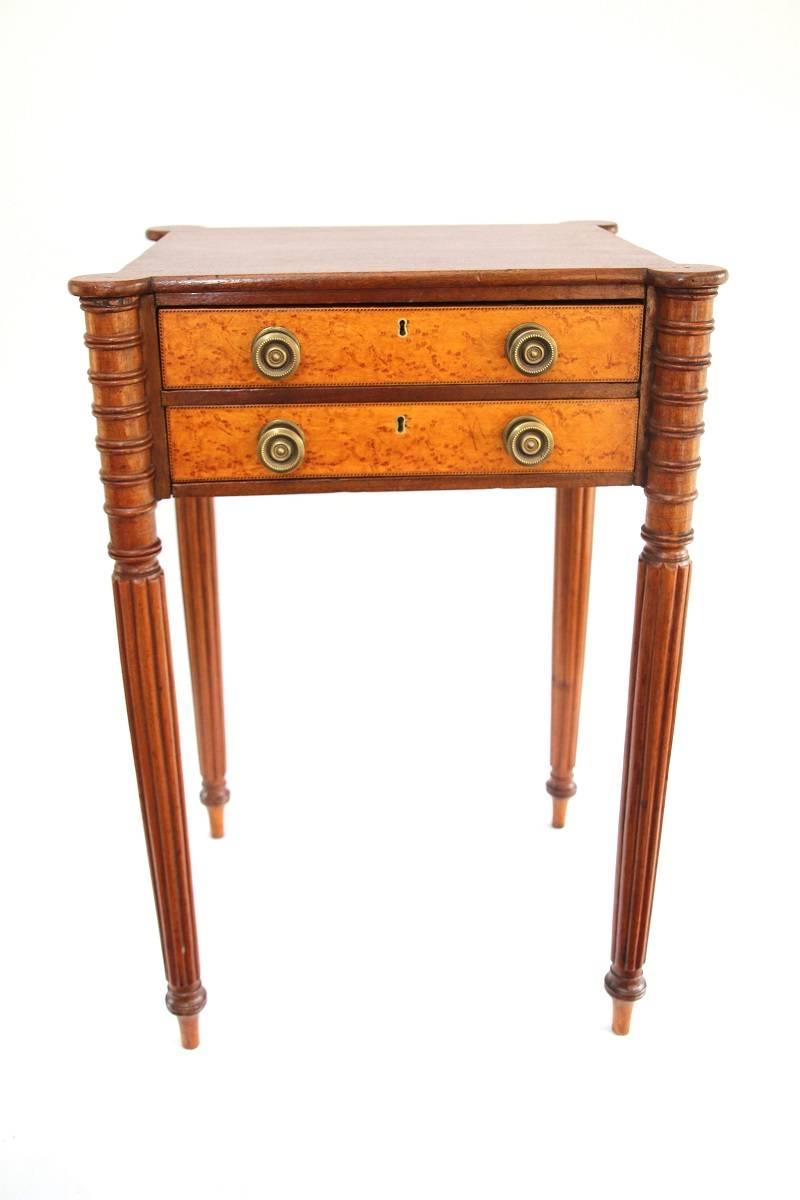Early 19th Century New England Sheraton Two-Drawer Work Table