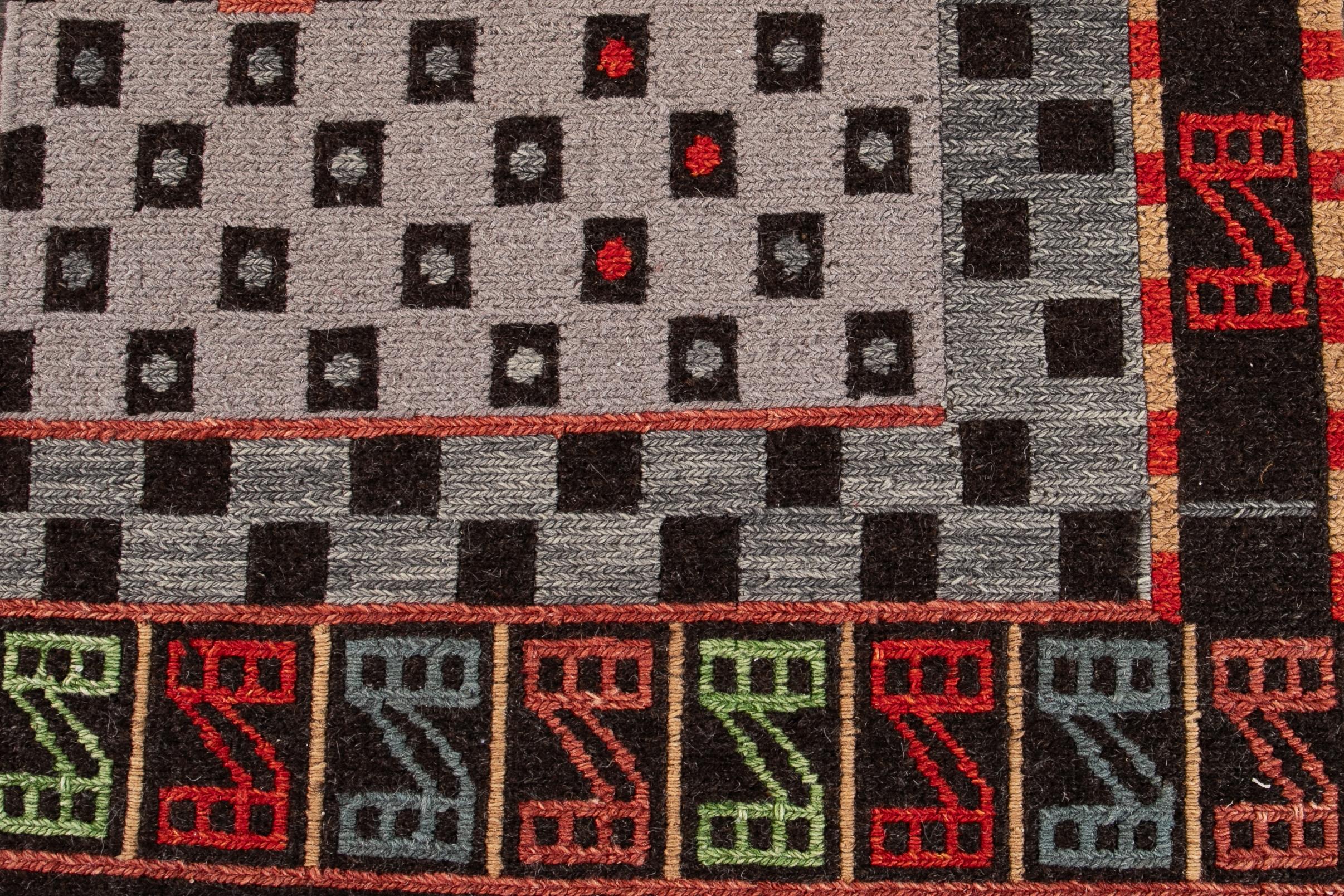 Indian New England Soumak Collection Handwoven Wool Soumak Custom Rug For Sale