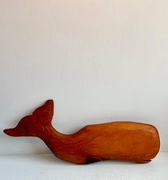 New England Style Folk Art Wood Whale Wall Sculpture, circa 1970's