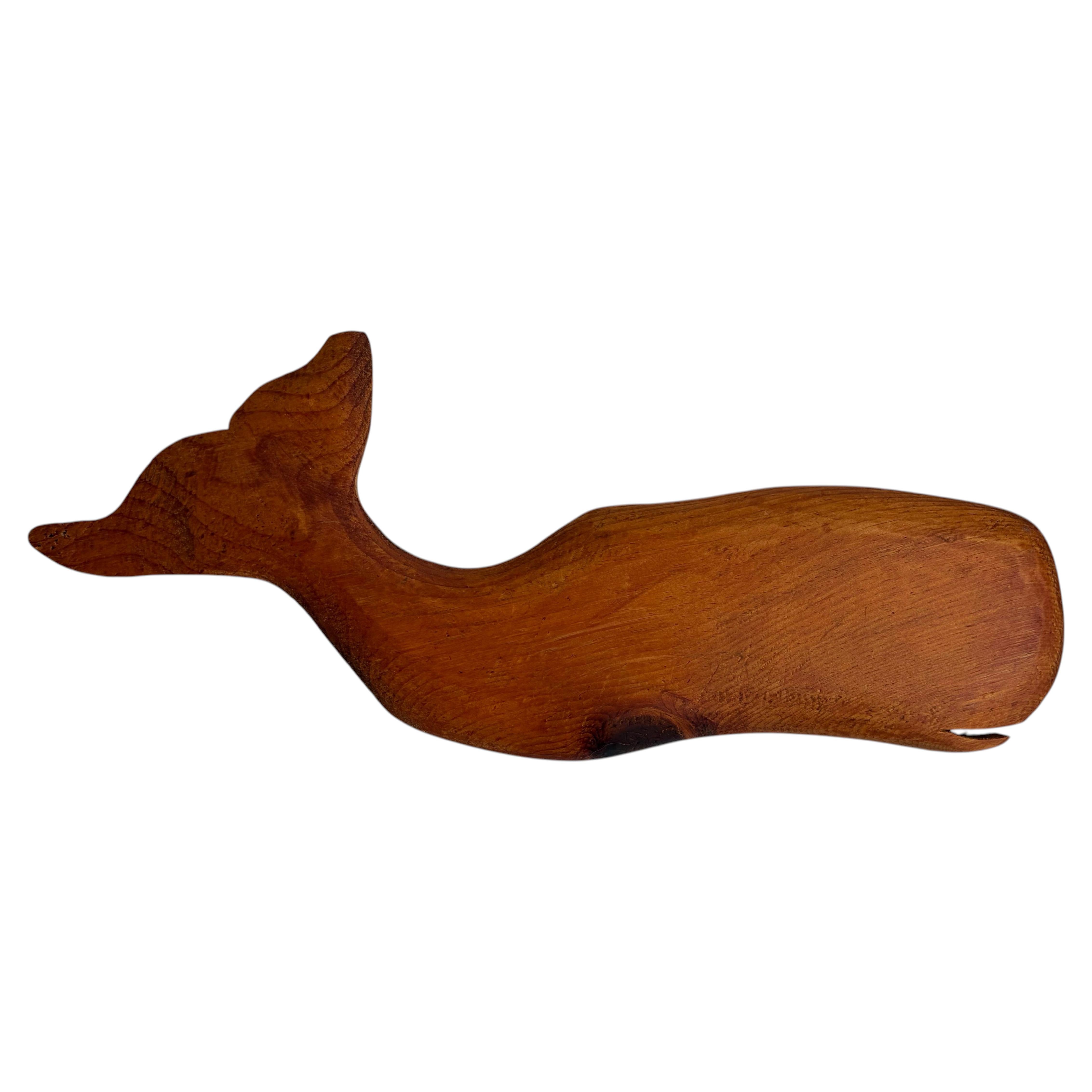Vintage "New England" Folk Art Wood Whale Wall Sculpture, circa 1970's