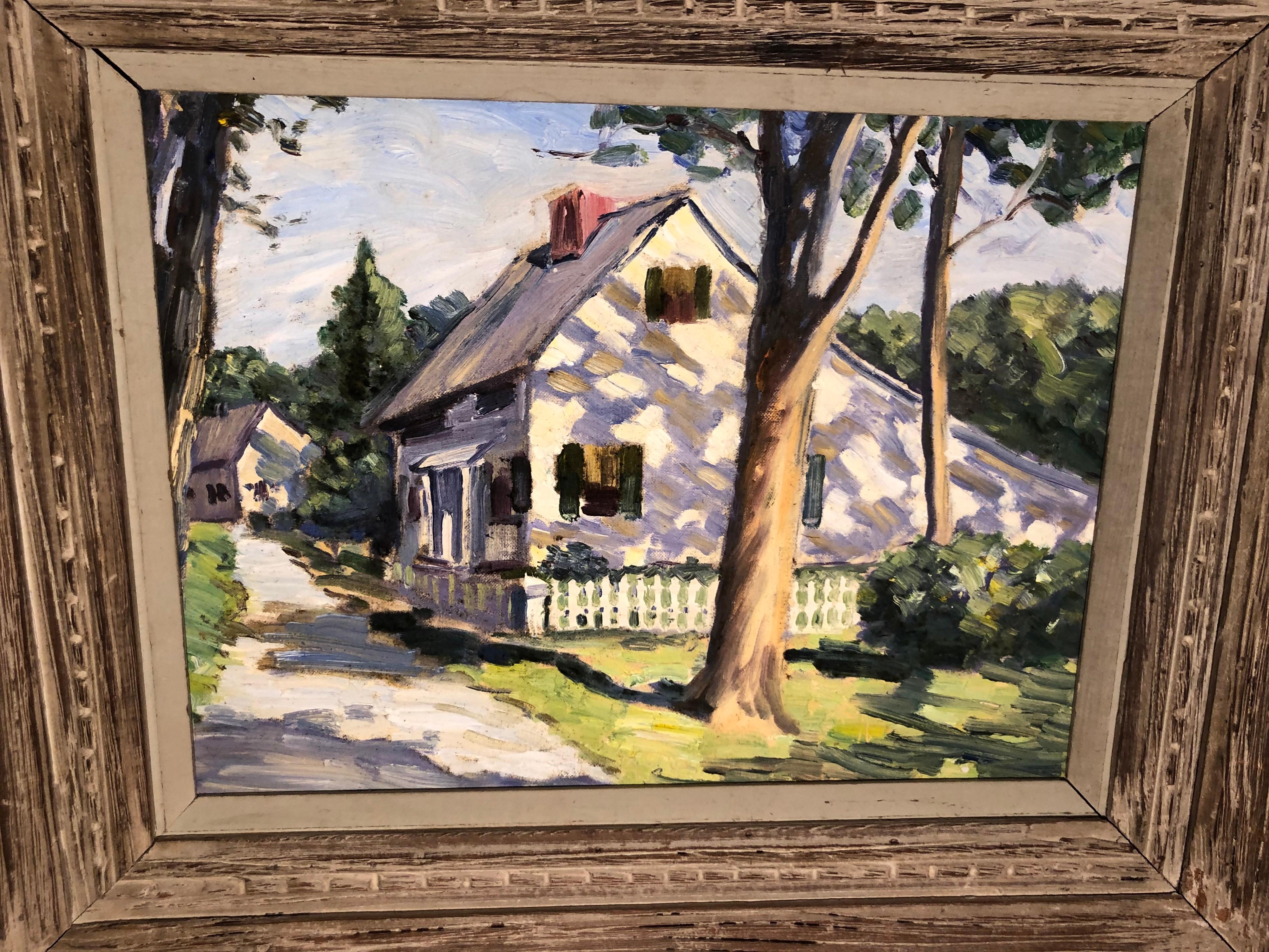 New England Summer Home Painting In Good Condition For Sale In Redding, CT