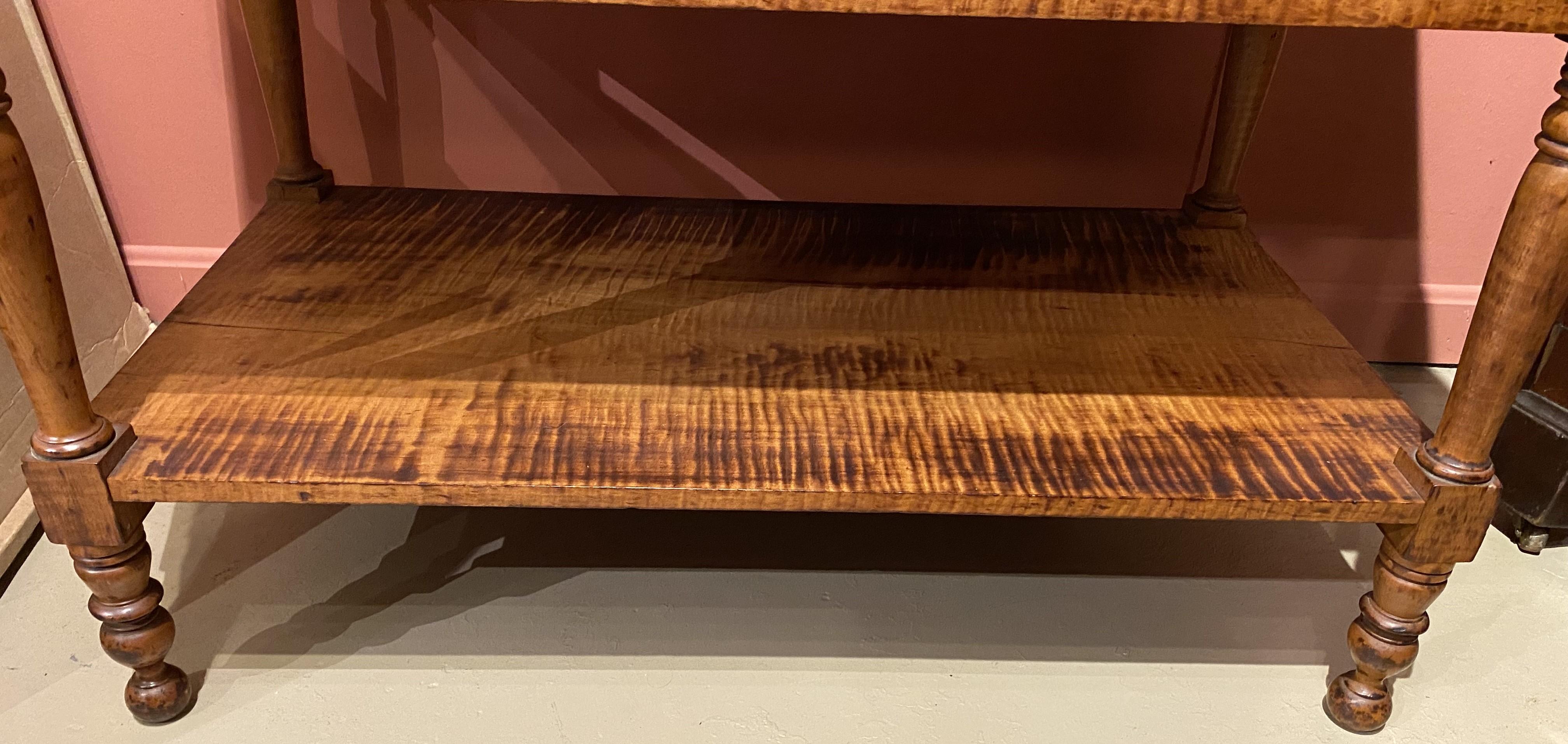 New England Tiger Maple Five Drawer Dressing Chest with Mirror circa 1810 1