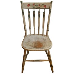 Antique New England White-Painted Slat-Back Windsor Side Chair