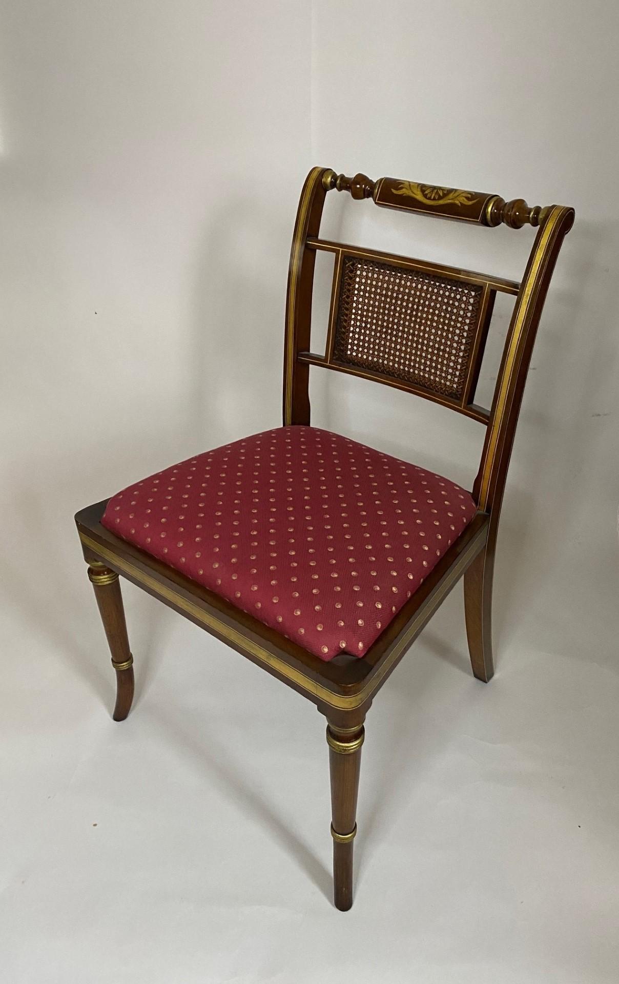 NEW English Faux Rosewood Regency Style Side Chair with Hand Painted Decoration For Sale 6