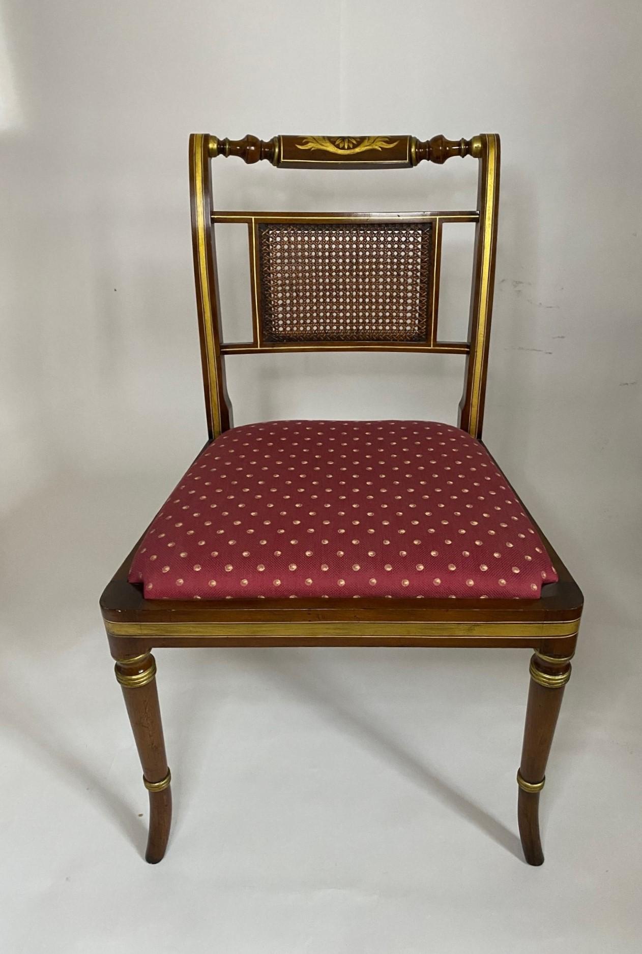 Hand-Crafted NEW English Faux Rosewood Regency Style Side Chair with Hand Painted Decoration For Sale
