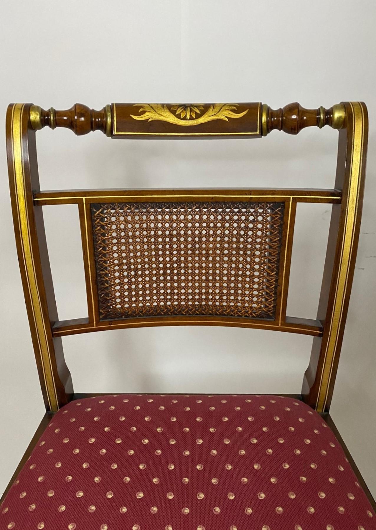 Maple NEW English Faux Rosewood Regency Style Side Chair with Hand Painted Decoration For Sale