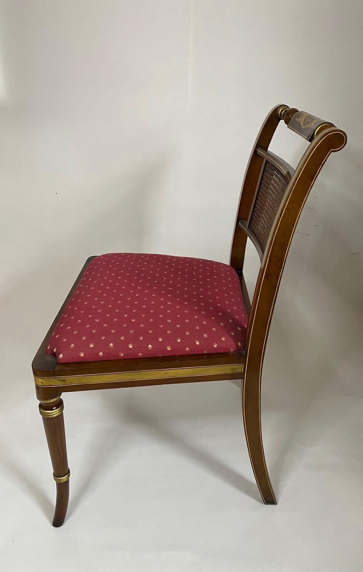 NEW English Faux Rosewood Regency Style Side Chair with Hand Painted Decoration For Sale 1