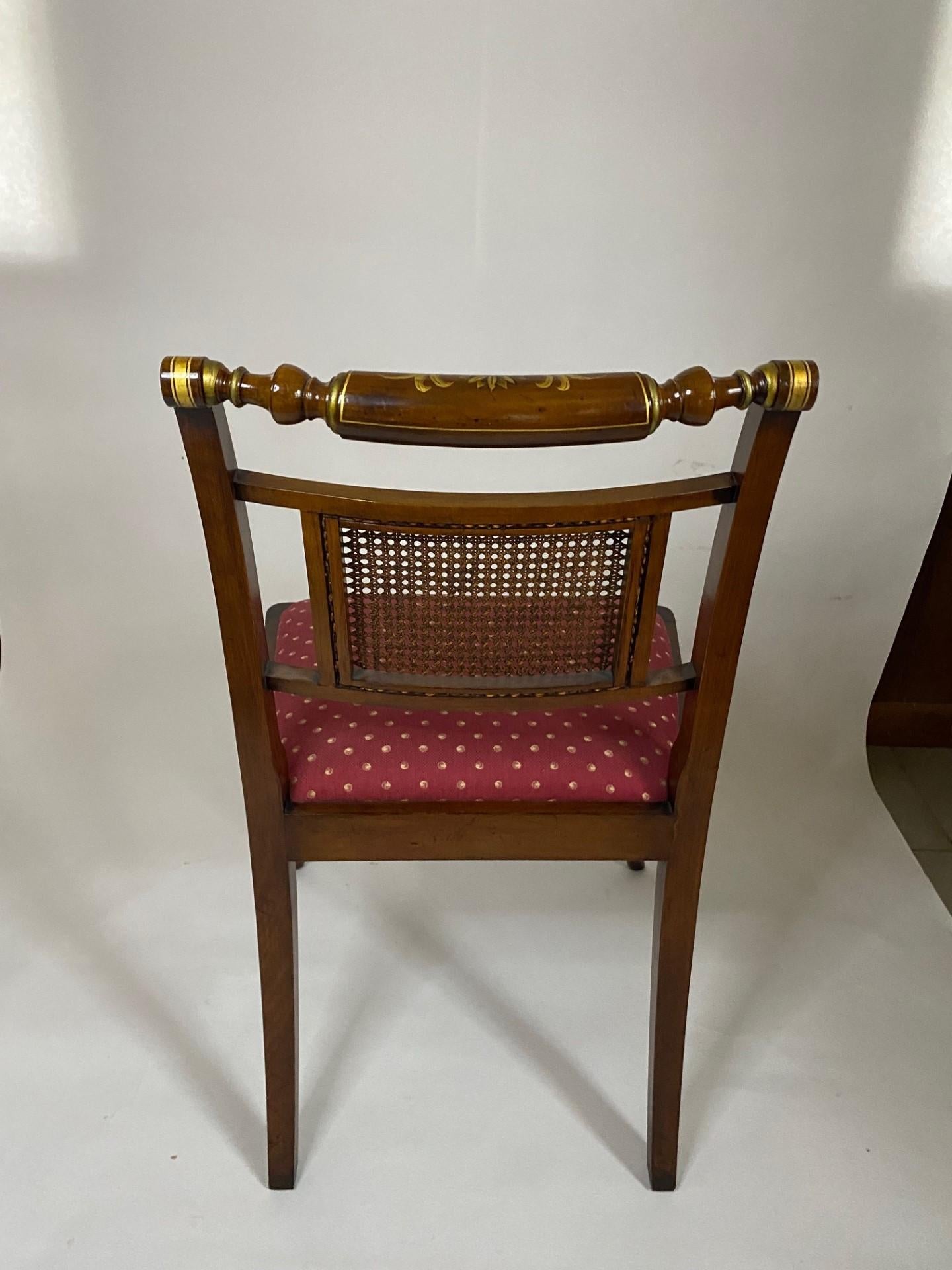 NEW English Faux Rosewood Regency Style Side Chair with Hand Painted Decoration For Sale 2