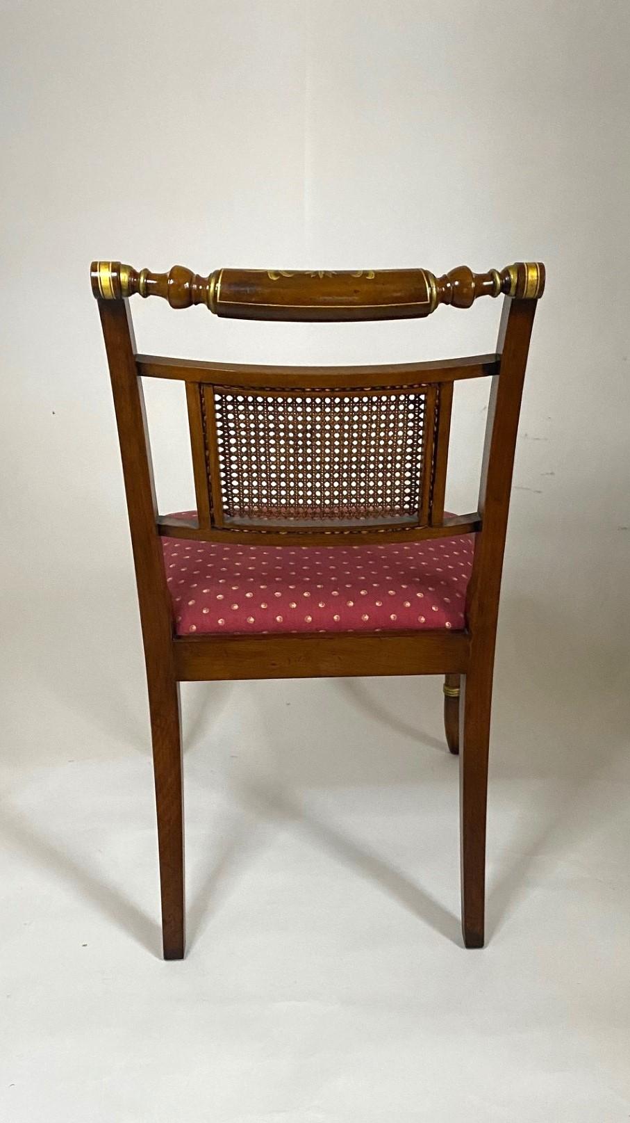 NEW English Faux Rosewood Regency Style Side Chair with Hand Painted Decoration For Sale 3