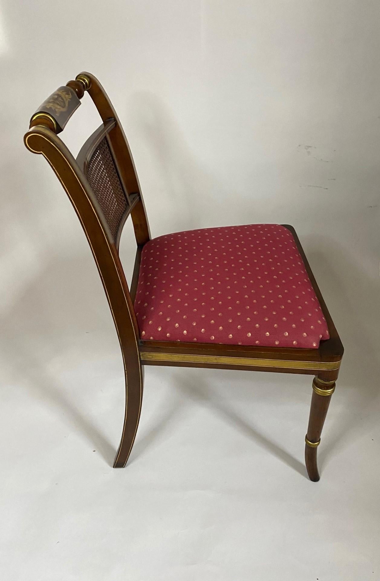 NEW English Faux Rosewood Regency Style Side Chair with Hand Painted Decoration For Sale 4