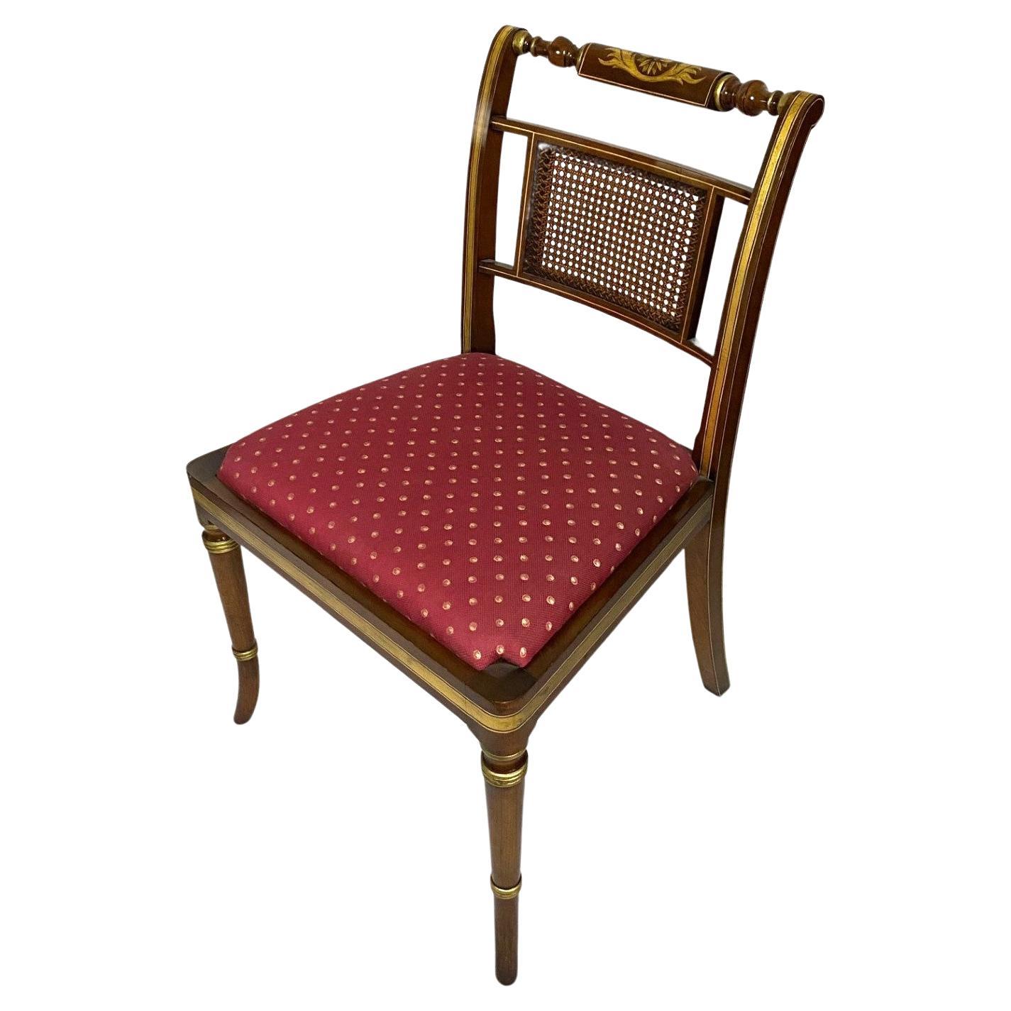 NEW English Faux Rosewood Regency Style Side Chair with Hand Painted Decoration For Sale