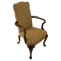 New English-Made Fully Upholstered Hand-Carved George I Style Walnut Armchair