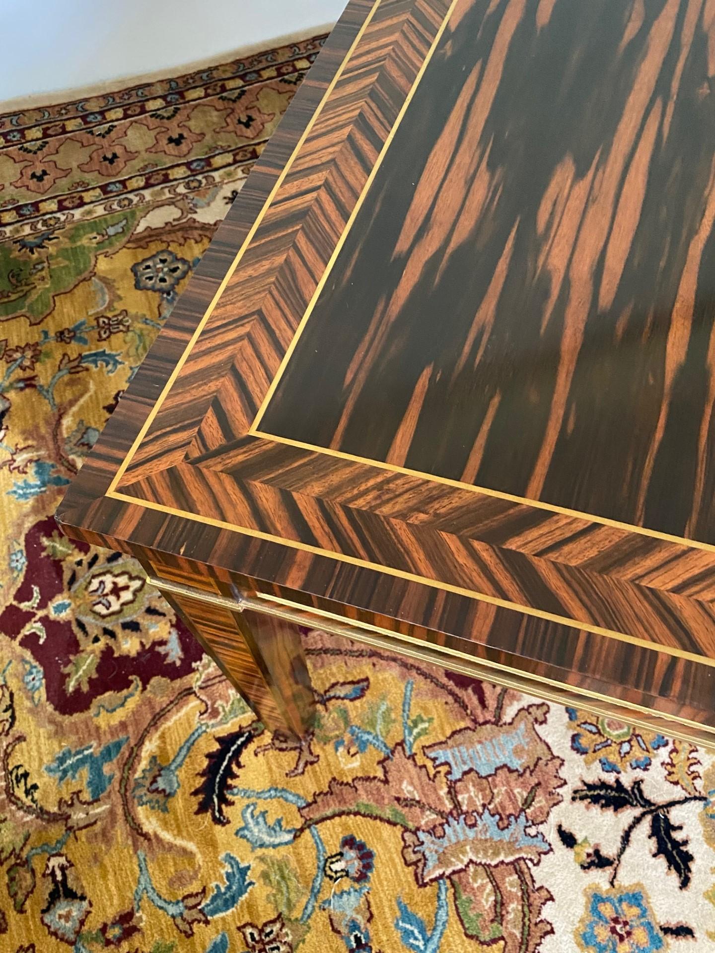 New English-Made Regency Style Coroamandel & Brass Inlaid Coffee Table in Stock  For Sale 1