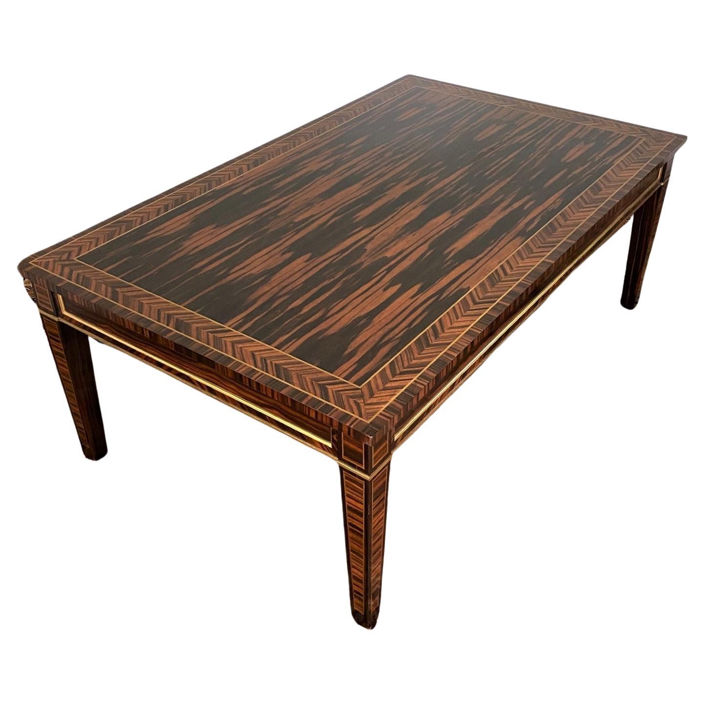 New English-Made Regency Style Coroamandel & Brass Inlaid Coffee Table in Stock  For Sale