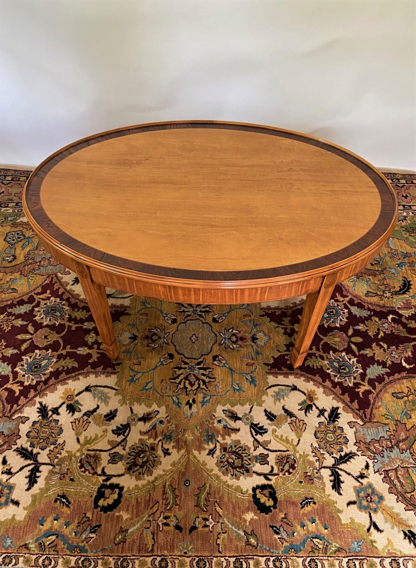 New English-Made Wood & Hogan Sheraton Style Satinwood Inlay Tray Table in Stock For Sale 1