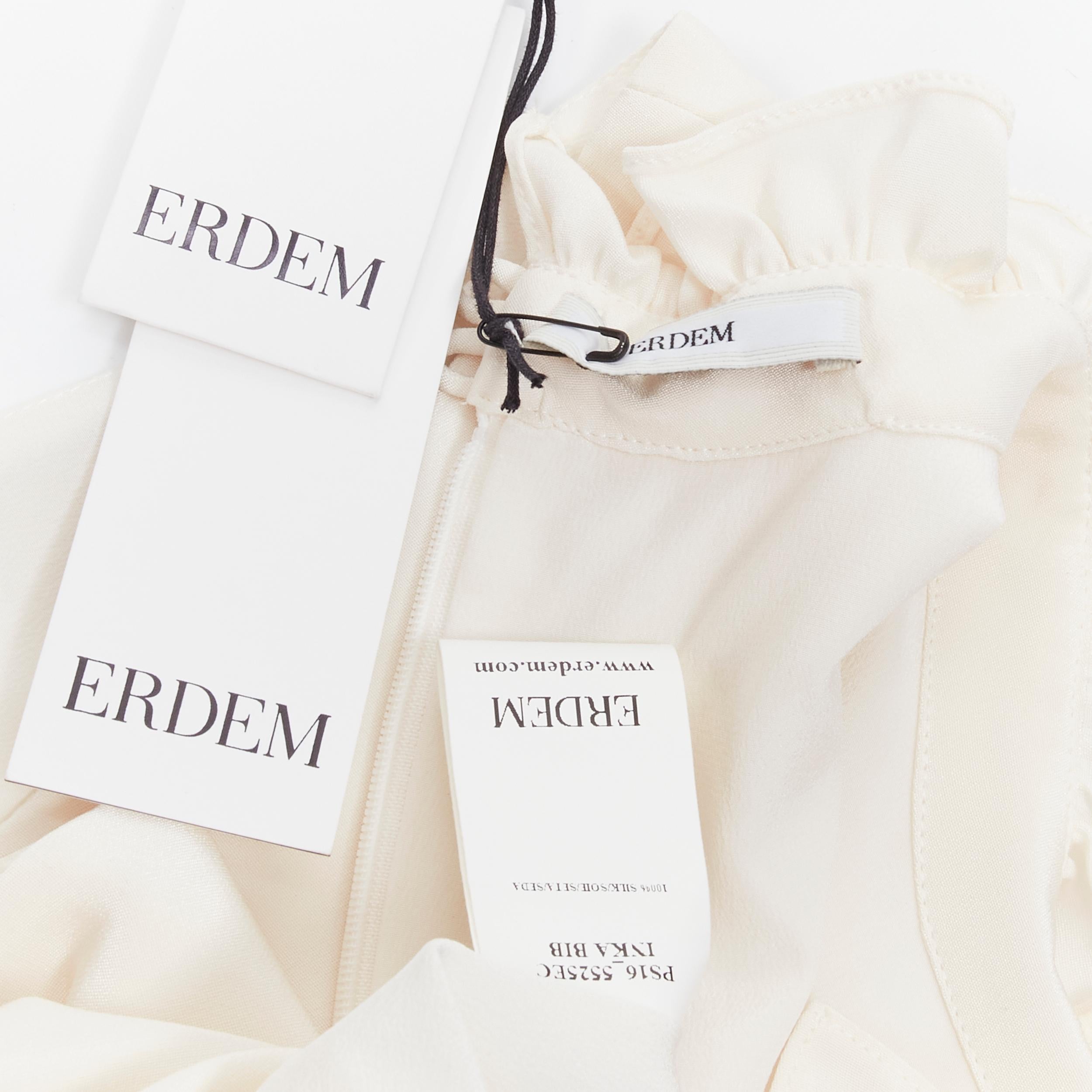 new ERDEM 2016 Inka white Cady silk ruffle collar bib One Size 5