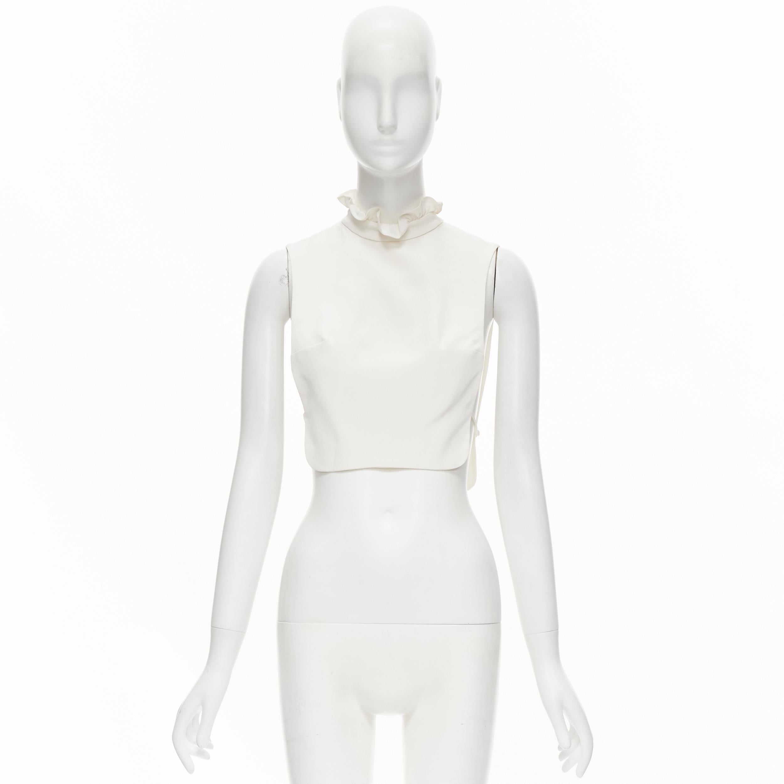 new ERDEM 2016 Inka white Cady silk ruffle collar bib One Size 6