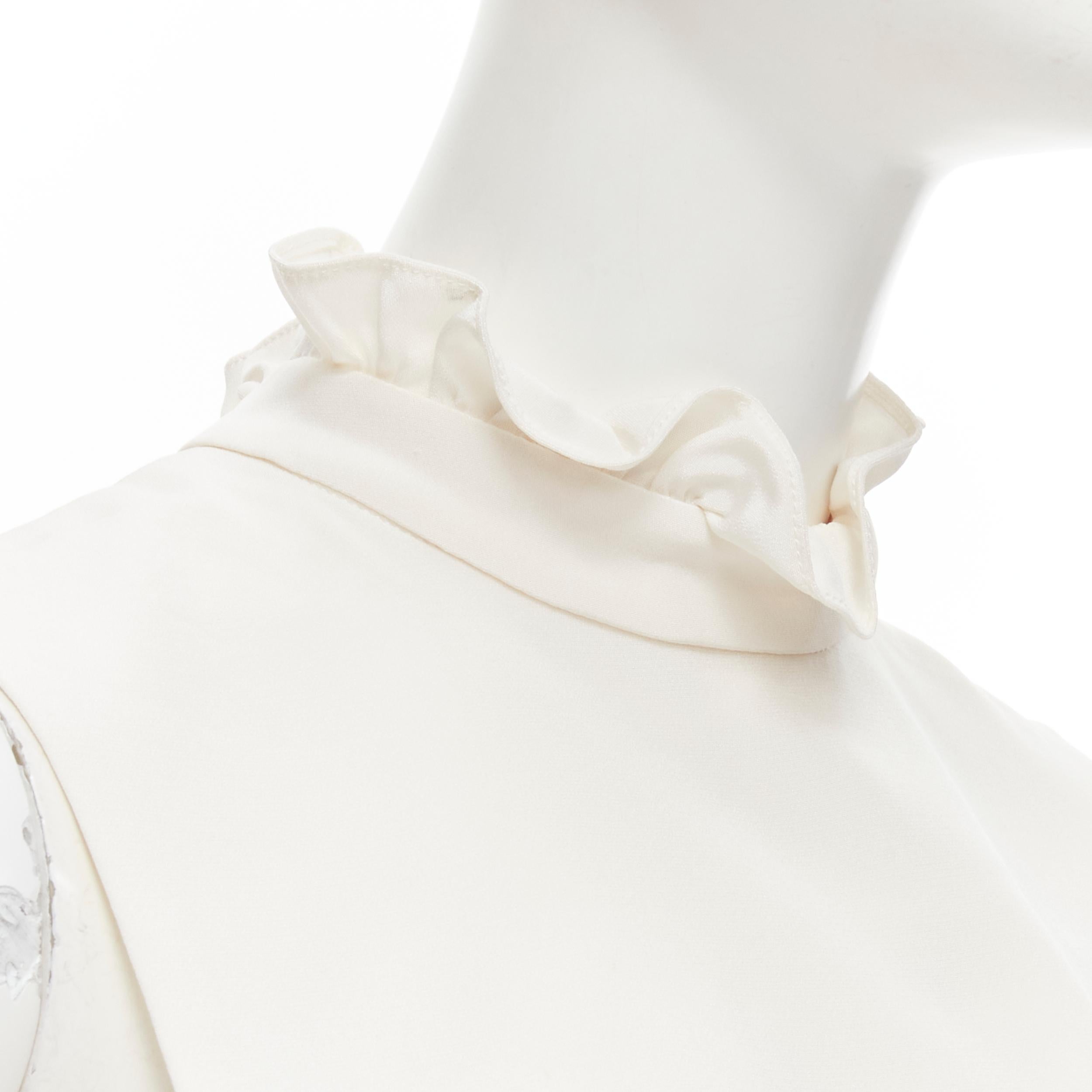 new ERDEM 2016 Inka white Cady silk ruffle collar bib One Size 
Reference: MELK/A00141 
Brand: Erdem 
Collection: PF2016 
Material: Silk 
Color: White 
Pattern: Solid 
Closure: Zip 
Extra Detail: Adjustable straps on side. 

CONDITION: 
Condition: