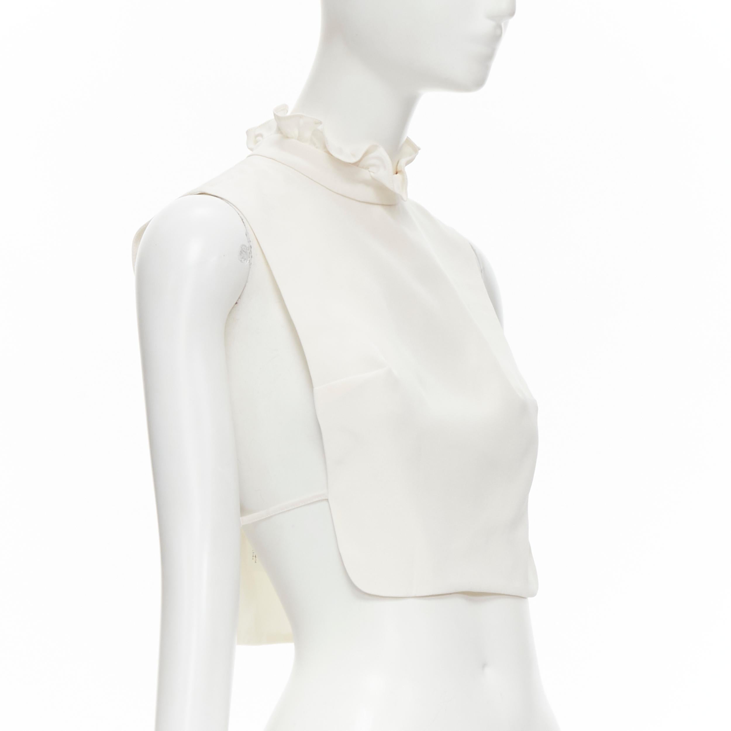 Gray new ERDEM 2016 Inka white Cady silk ruffle collar bib One Size