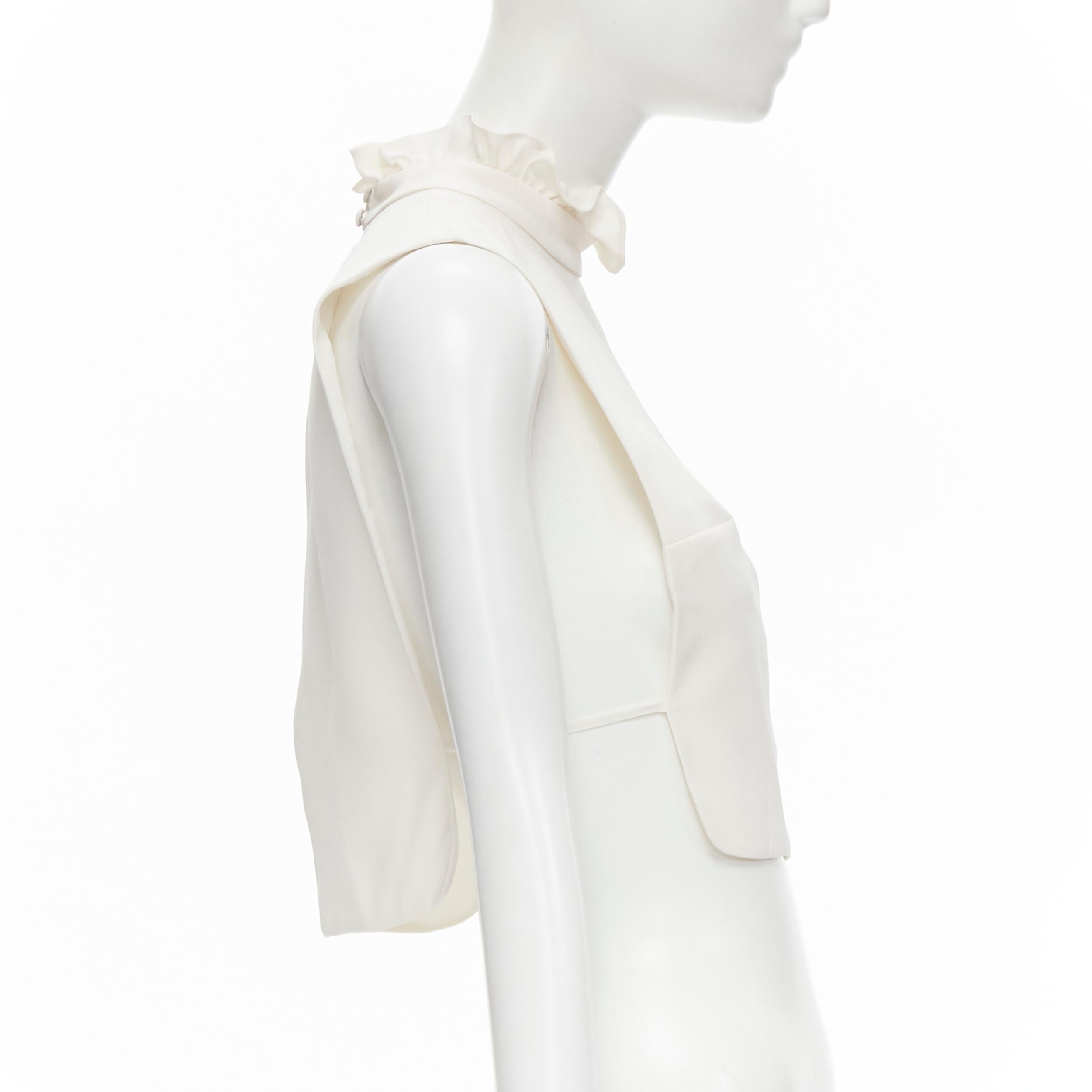 new ERDEM 2016 Inka white Cady silk ruffle collar bib One Size In New Condition In Hong Kong, NT