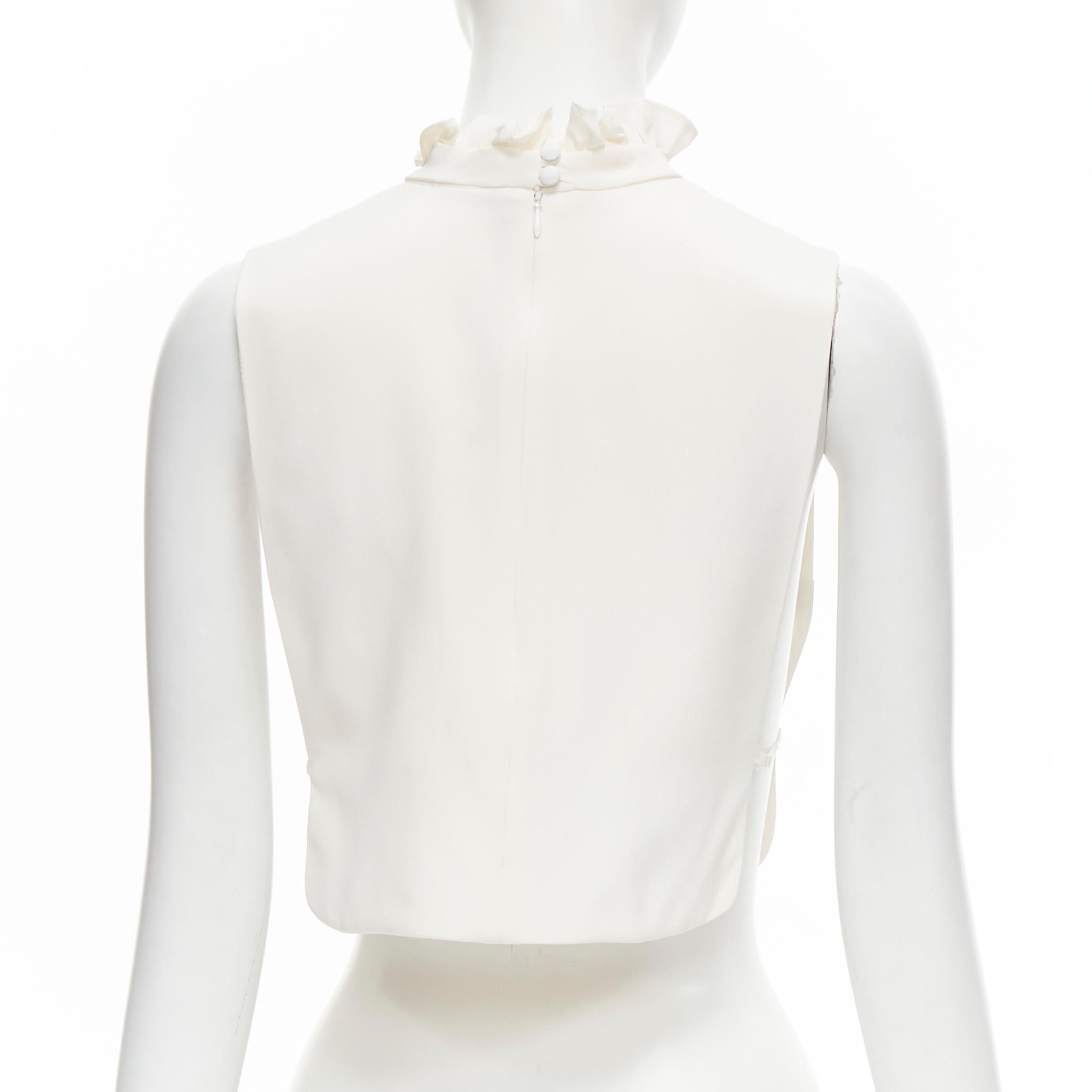 Women's new ERDEM 2016 Inka white Cady silk ruffle collar bib One Size