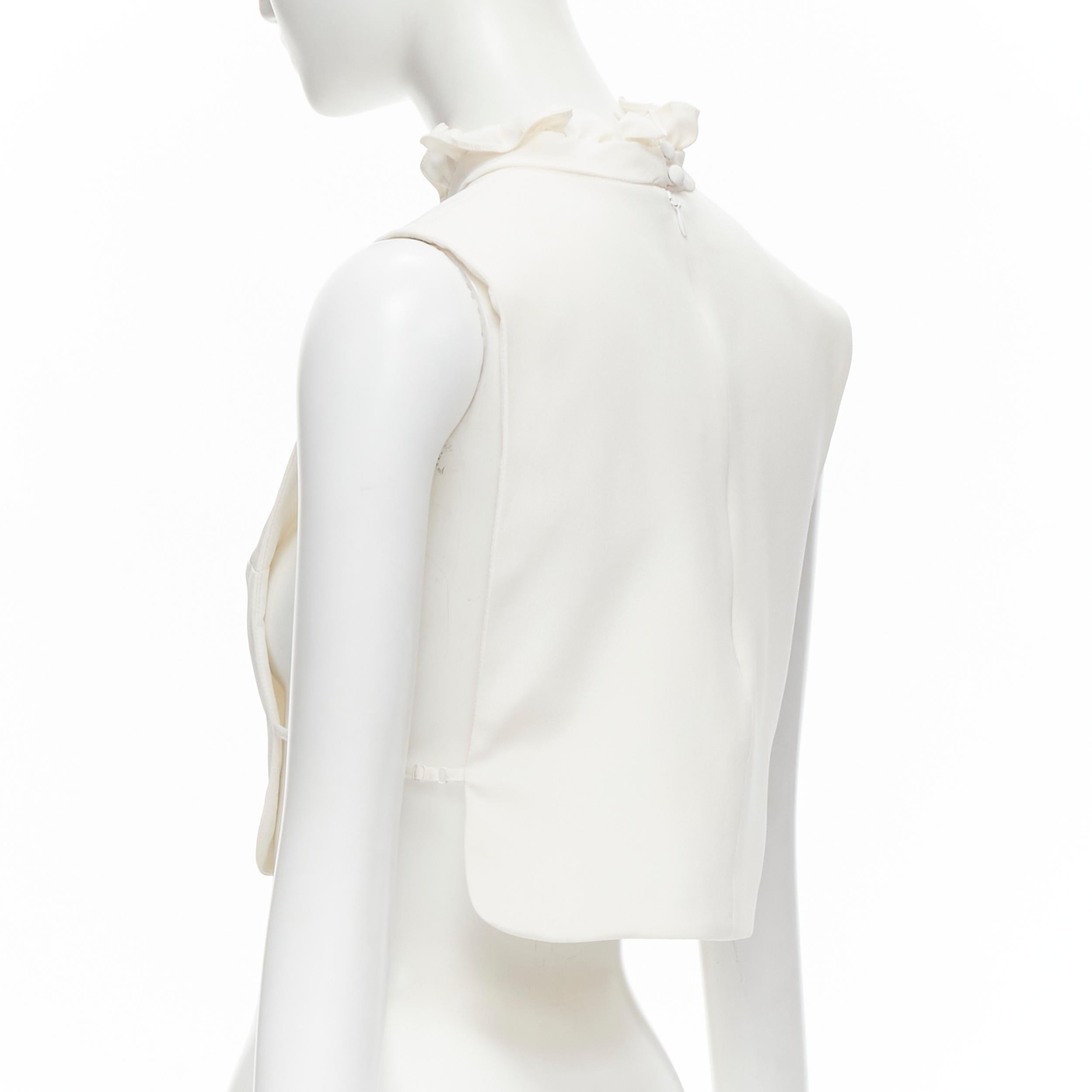 new ERDEM 2016 Inka white Cady silk ruffle collar bib One Size 1