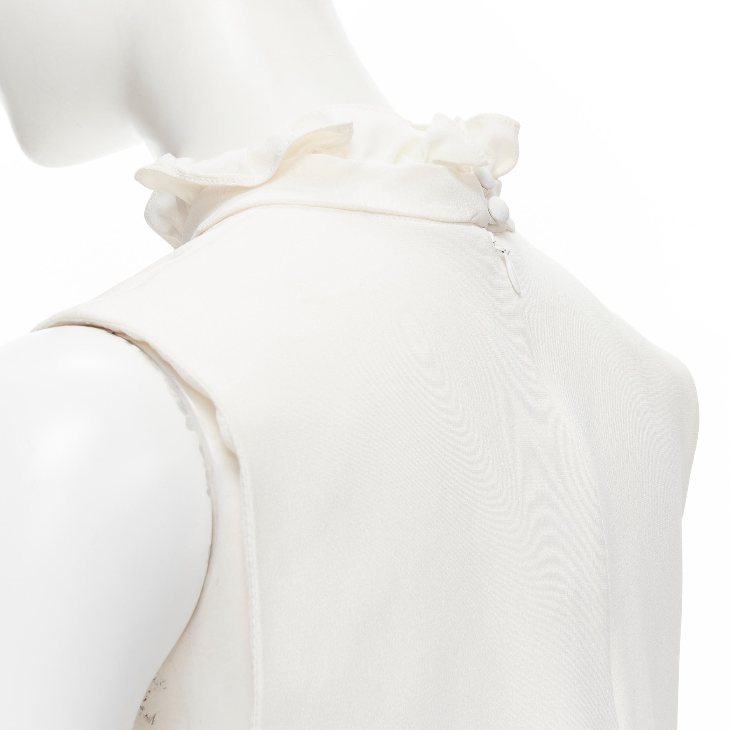 new ERDEM 2016 Inka white Cady silk ruffle collar bib One Size 3