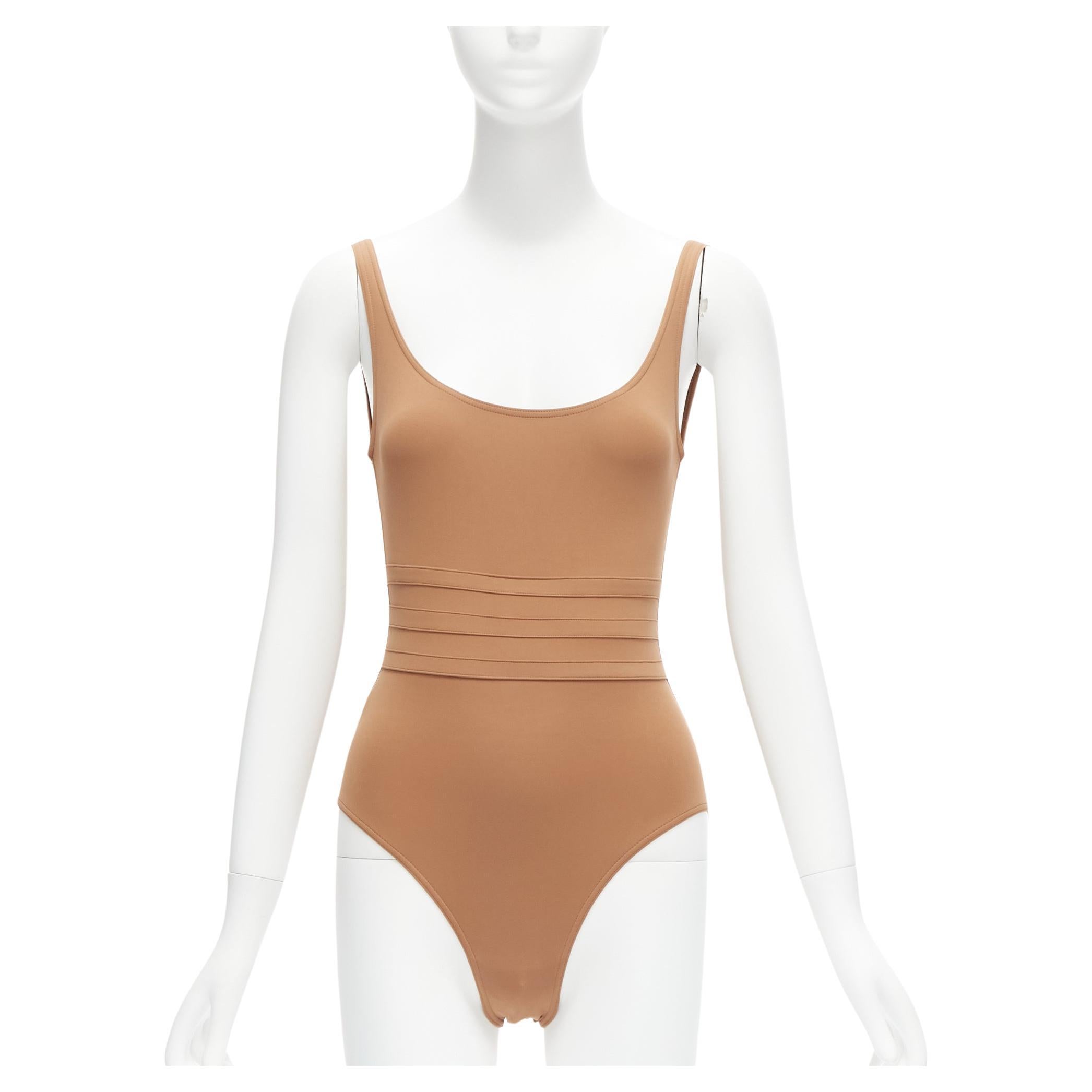 new ERES Asia Duni brown panel waist backless one piece swimsuit IT38 XS
