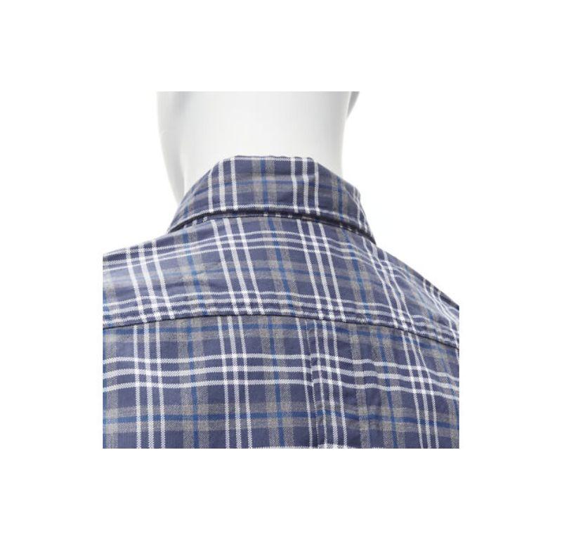 new ERMENEGILDO ZEGNA SPORT cotton blue grey white check slim fit shirt M For Sale 2