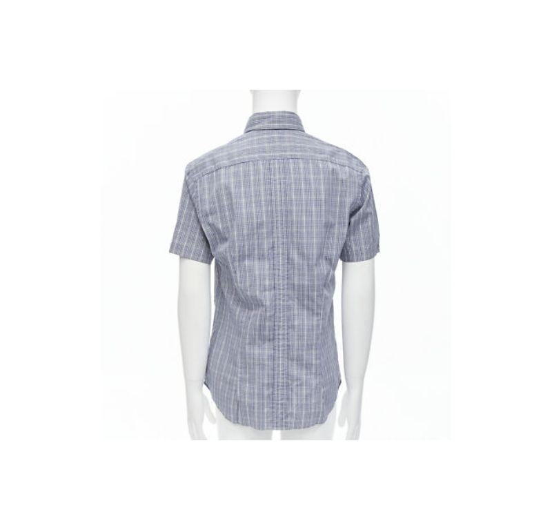 Men's new ERMENEGILDO ZEGNA SPORT cotton silk grey blue white check slim fit shirt M For Sale