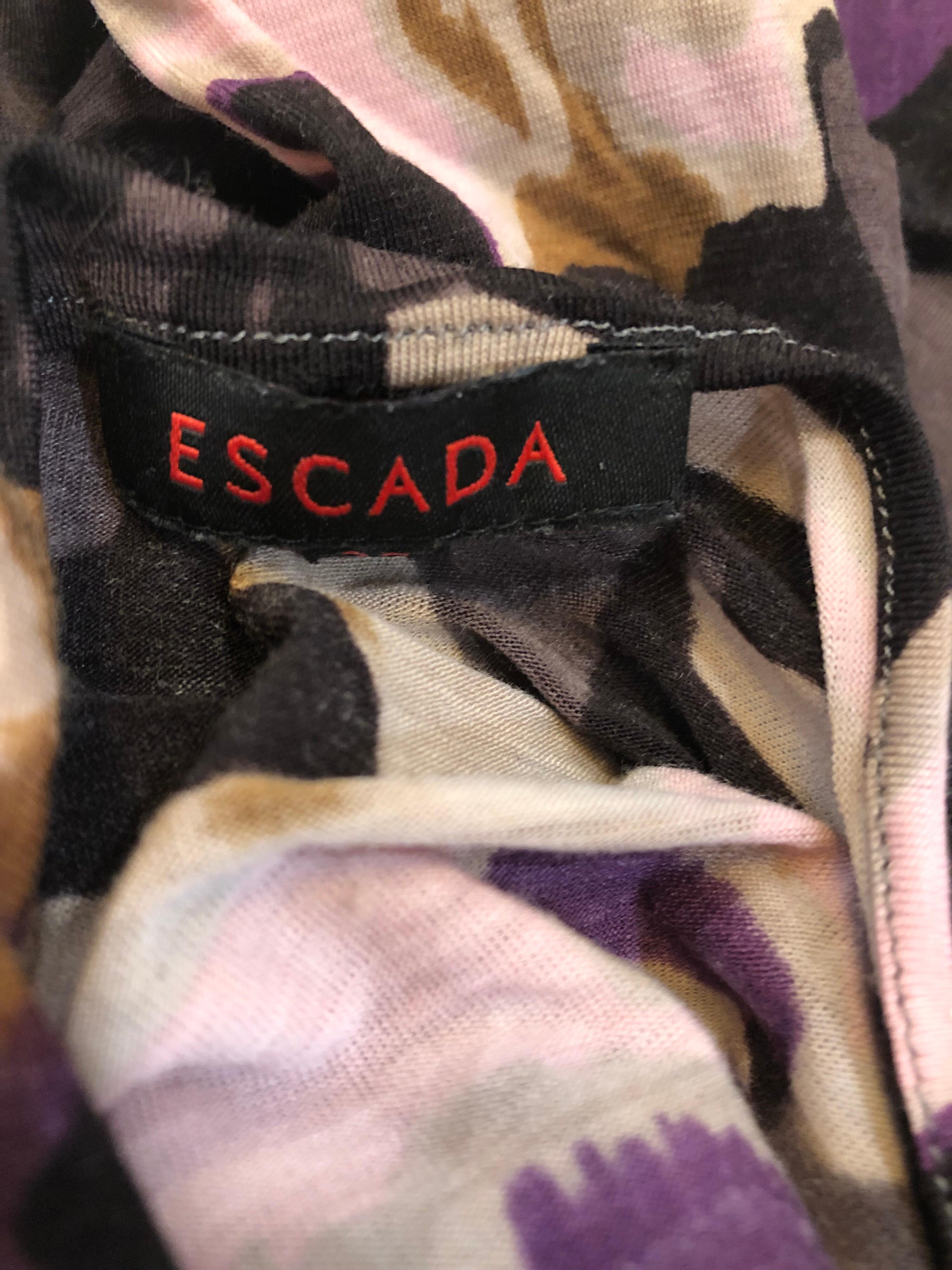 New ESCADA Multi Animal Leopard Print Lightweight Wool Off The Shoulder Dress For Sale 12