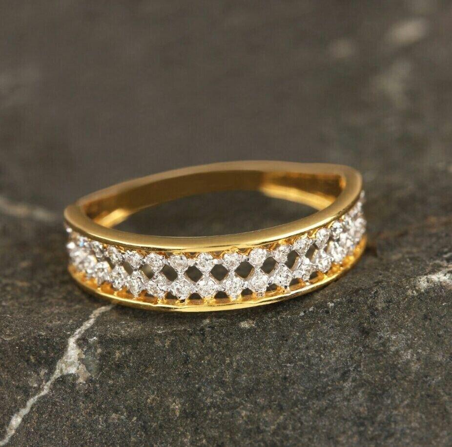 Art Deco New Eternity Band Ring 14K Solid Gold Certified Diamond Engagement Ring Gift. For Sale