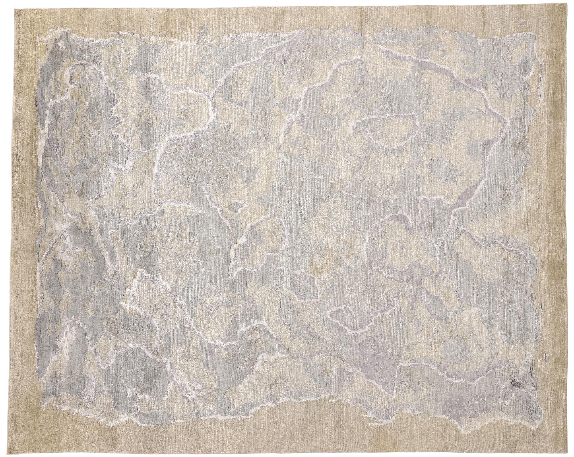 Tappeto in lana e seta Ethereal Earthscape, 08'02 x 10'02, organico e moderno in vendita 2