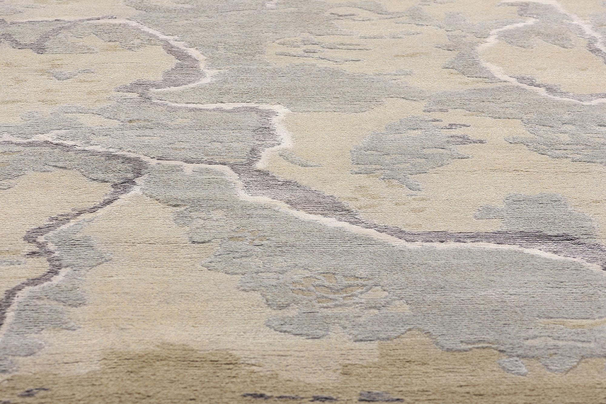 Annodato a mano Tappeto in lana e seta Ethereal Earthscape, 08'02 x 10'02, organico e moderno in vendita