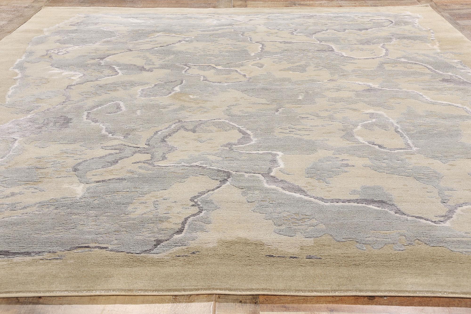 Lana Tappeto in lana e seta Ethereal Earthscape, 08'02 x 10'02, organico e moderno in vendita