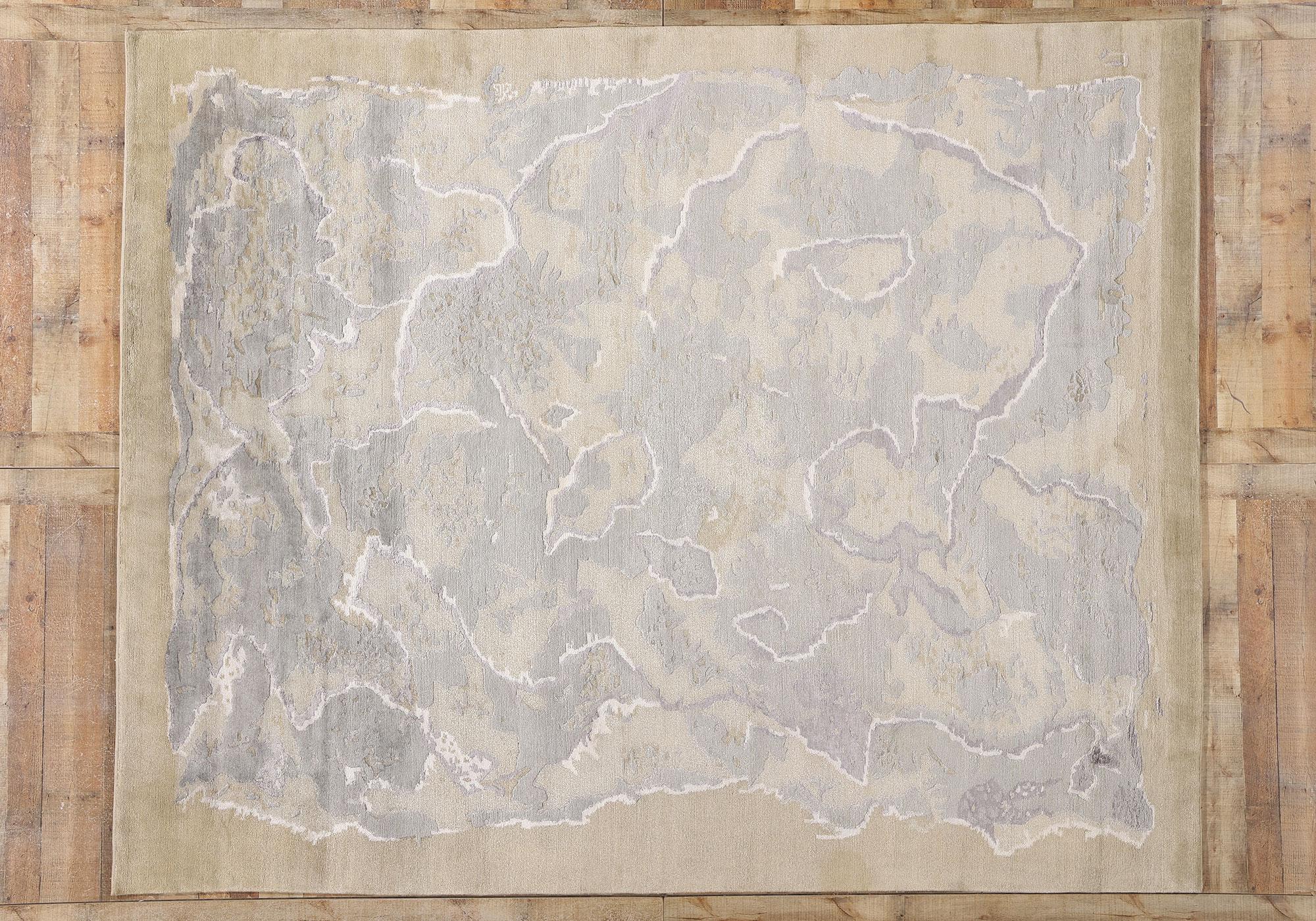 Tappeto in lana e seta Ethereal Earthscape, 08'02 x 10'02, organico e moderno in vendita 1