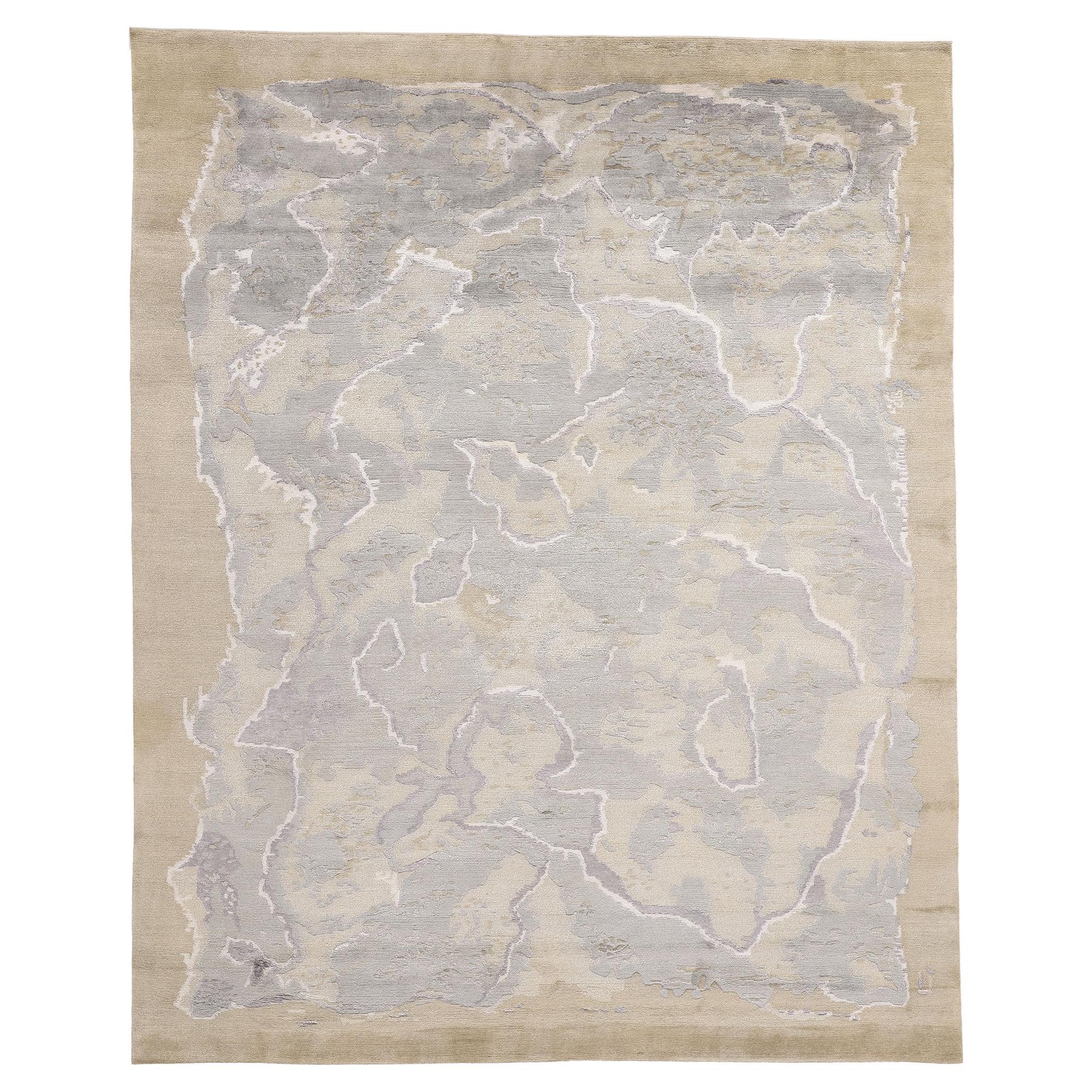 New Ethereal Earthscape Organic Modern Wool and Silk Carpet, 08'02 x 10'02
