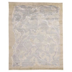 Nouveau tapis moderne et éthéré en laine et soie, 08'02 x 10'02