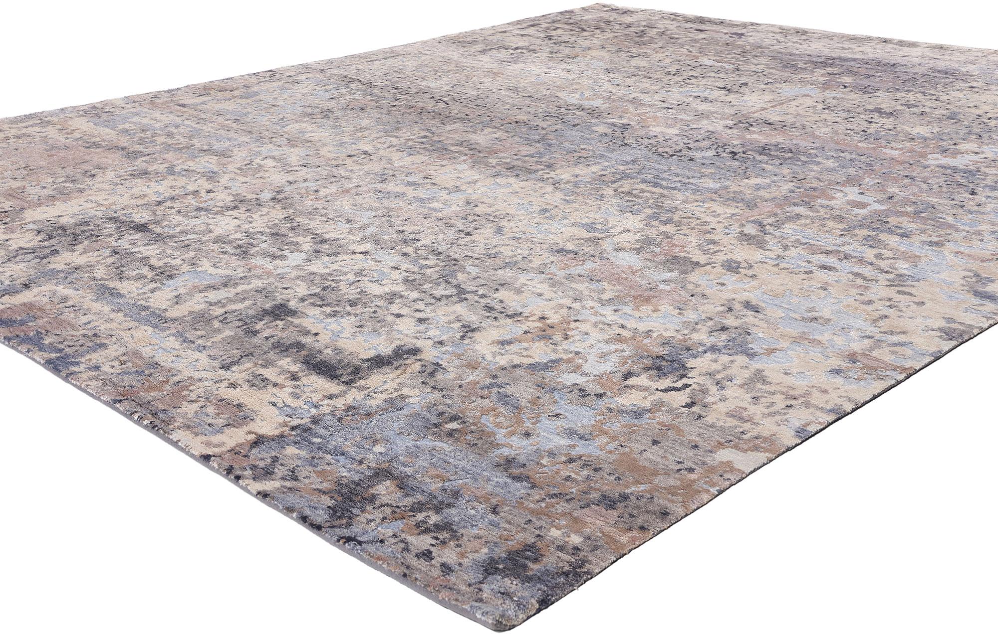 31144 New Ethereal Shadows Tappeto di transizione, 08'04 x 10'00. Questo tappeto Ethereal Shadows Transitional Area Rugs, annodato a mano, fonde senza soluzione di continuità la lussuosa consistenza della lana con la delicata lucentezza della seta.