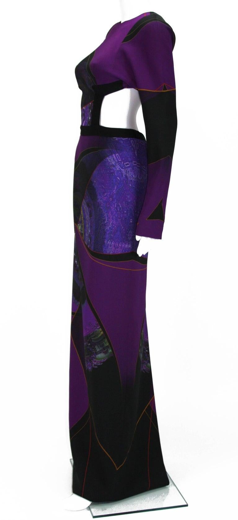 etro purple dress Etro Women's Preloved Paisley Print Dress w/ Scarf in Purple Polyester