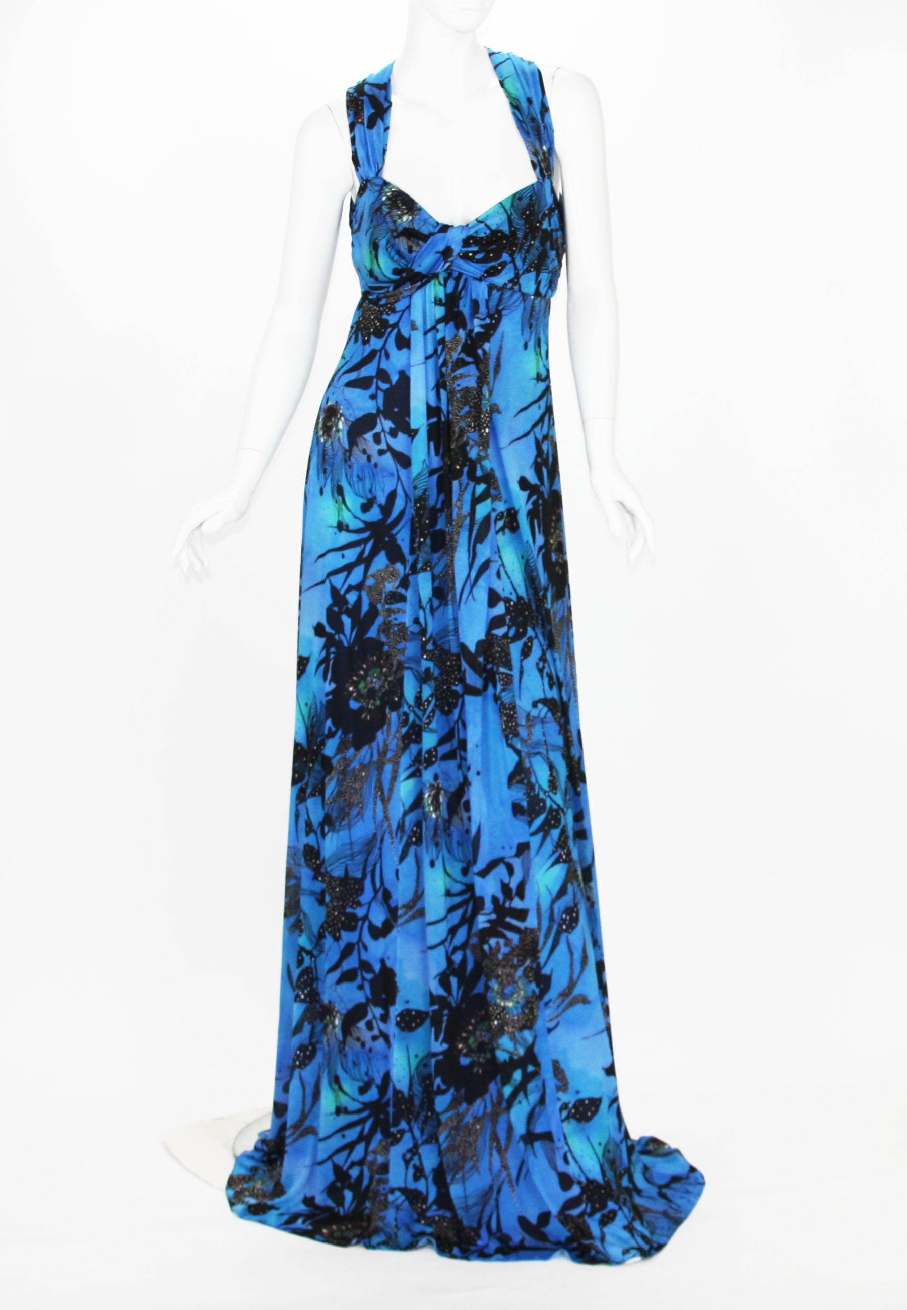 New ETRO Jersey Floral Print Long Dress
Italian Size 44 – US 8/10
Colors – Blue, Black.
Baby Doll Style, Slip-on, Stretch Jersey Fabric, Fully Lined, No Zipper.
Measurements approx. : Length - 66 inches, Under the bust - 32 inches + stretch.
Made in