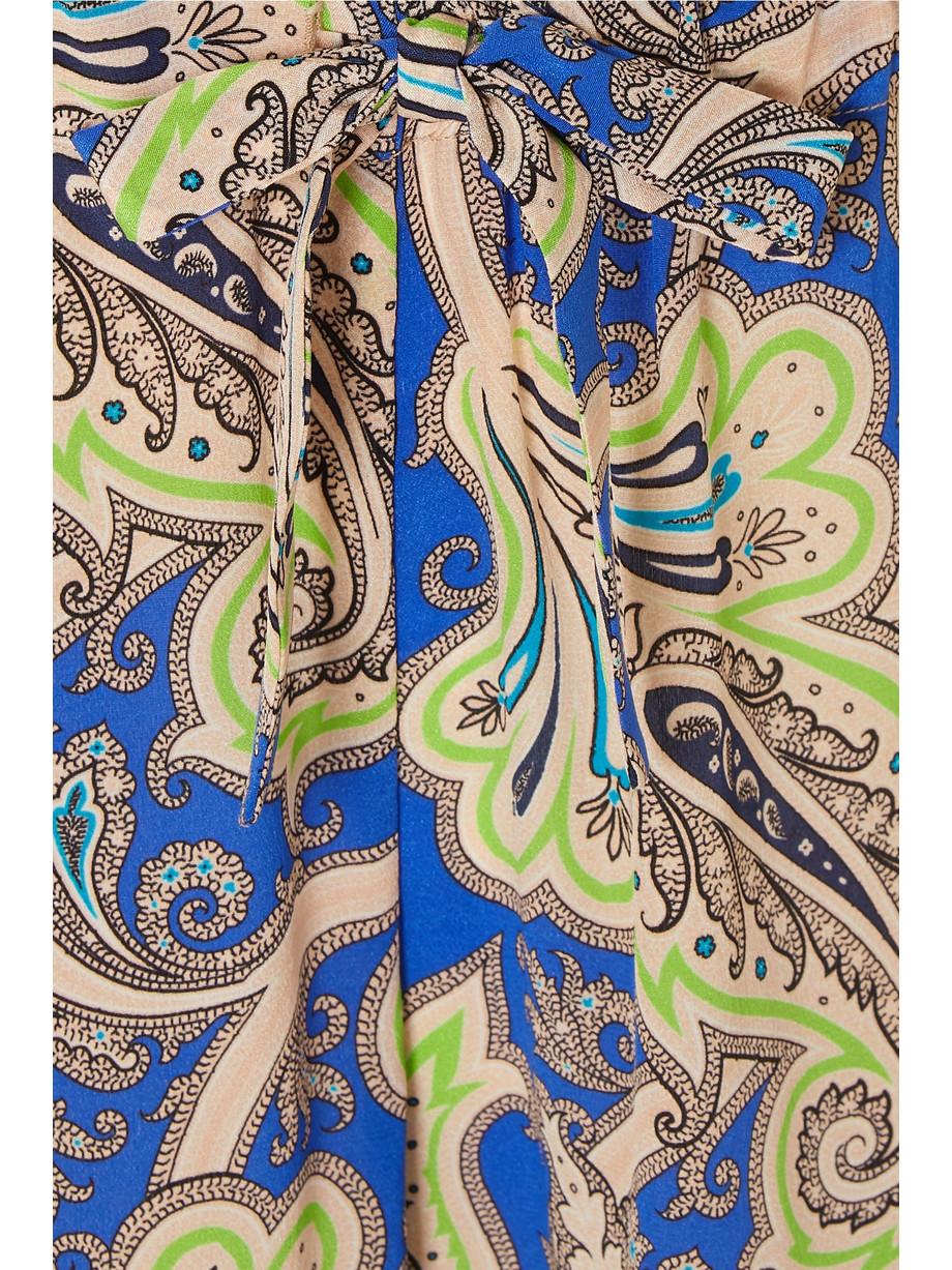 NEW ETRO Paisley Print Seide Palazzo Weites Bein Lounge Hose Hose 42 Damen im Angebot