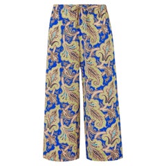 NEW ETRO Paisley Print Silk Palazzo Wide Lounge Pants Trousers 42
