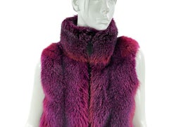 New Etro Pink Purple Real Fur Vest with Collar size S / M