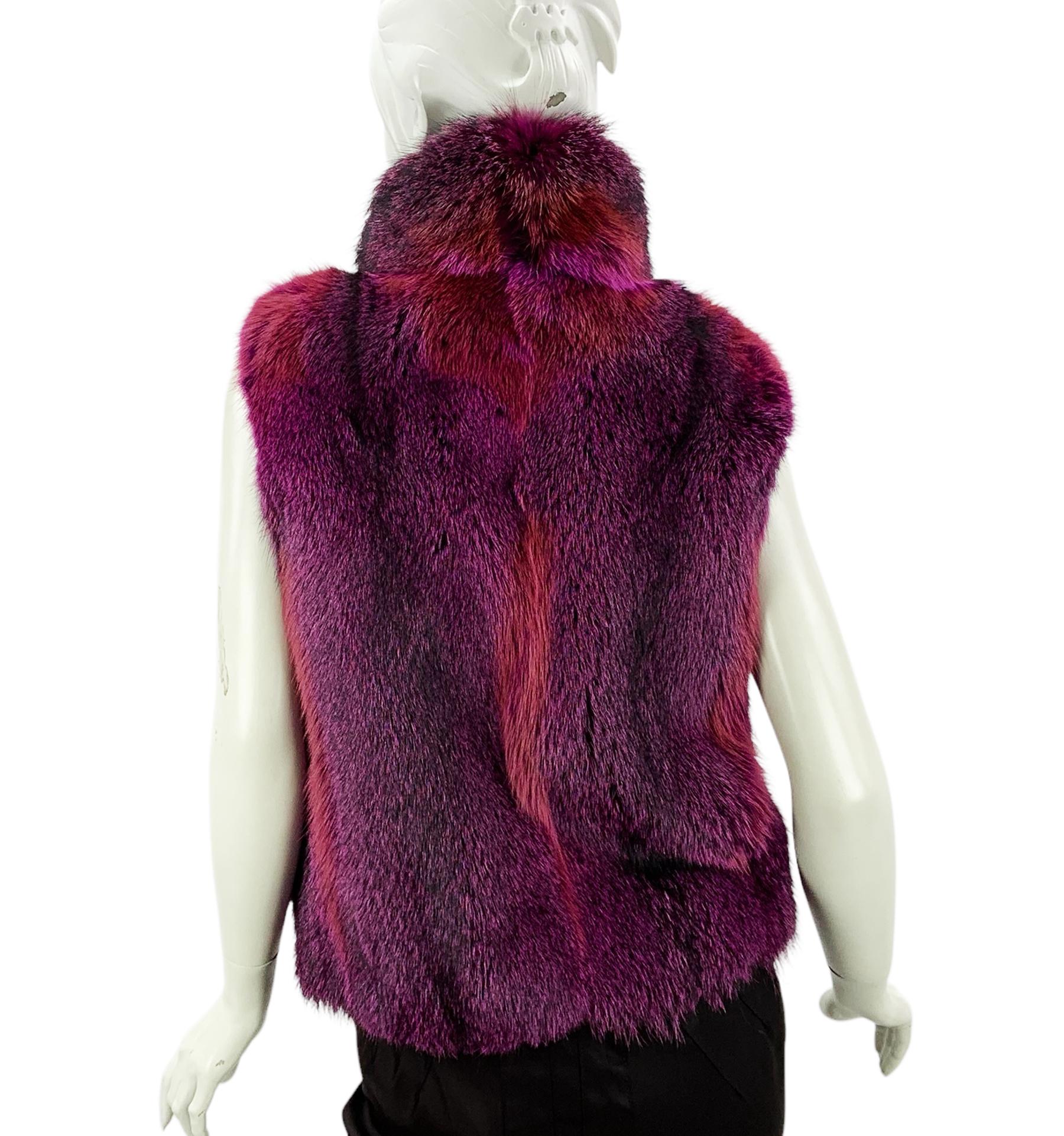 Neu Etro Rosa Lila Real Pelzweste mit Kragen Größe S / M im Zustand „Neu“ im Angebot in Montgomery, TX