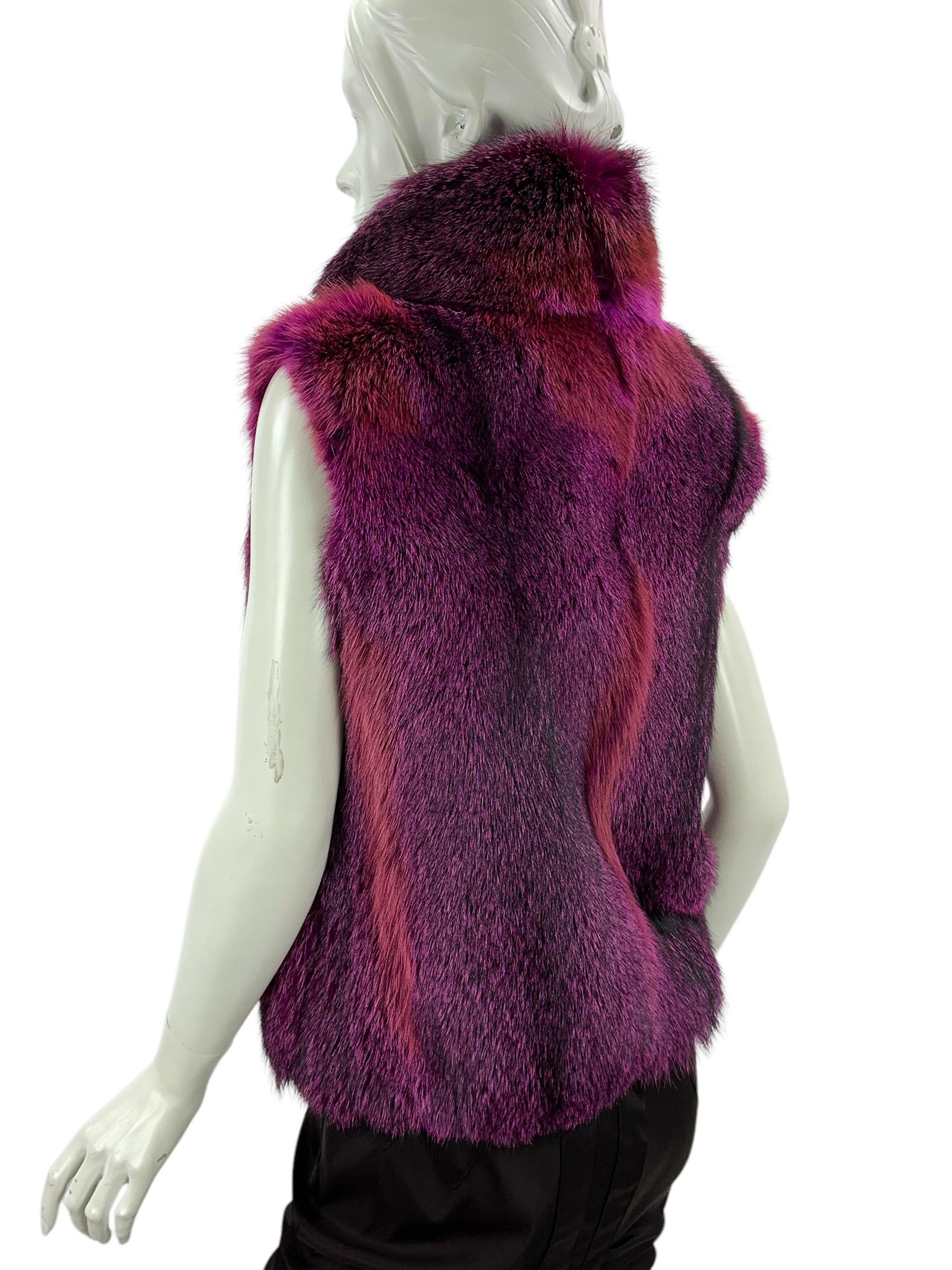 Neu Etro Rosa Lila Real Pelzweste mit Kragen Größe S / M Damen im Angebot