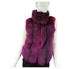 Nuevo chaleco de piel auténtica Etro rosa púrpura con cuello talla S / M