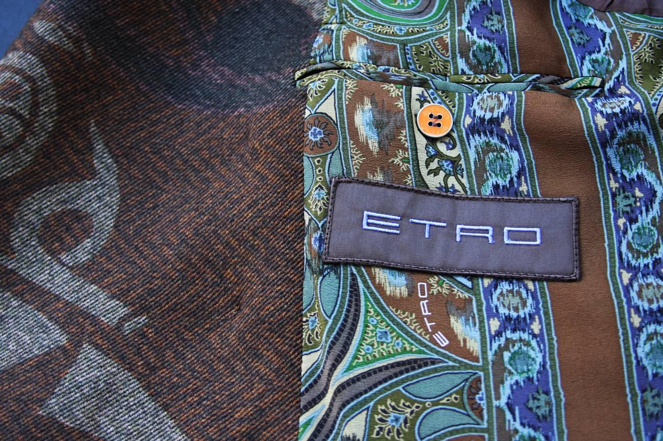 New Etro Runway Men's Wool Graphic Design Print Coat It. 52 at 1stDibs