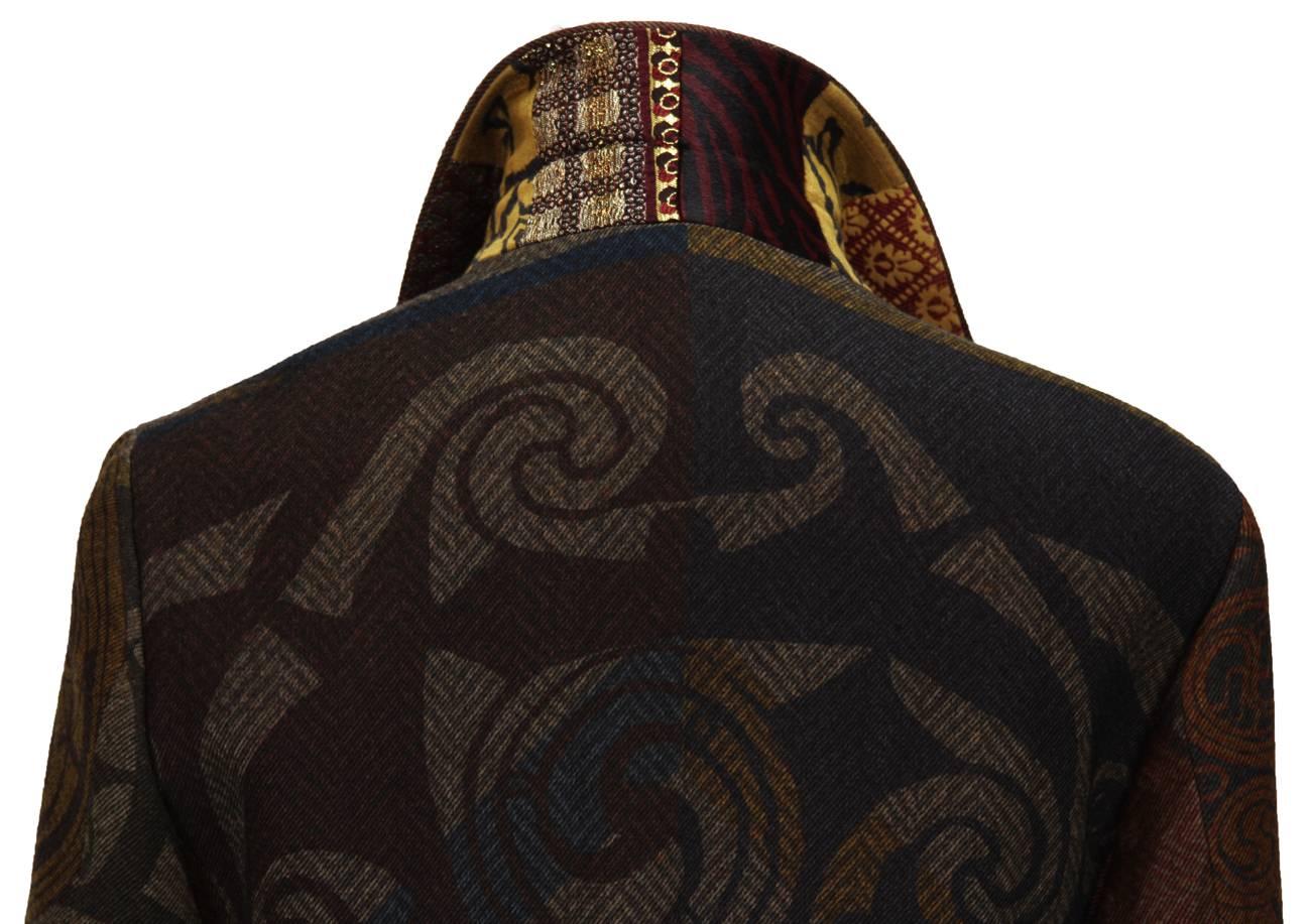 New Etro Runway Men's Wool Graphic Design Print Coat  It. 52 2