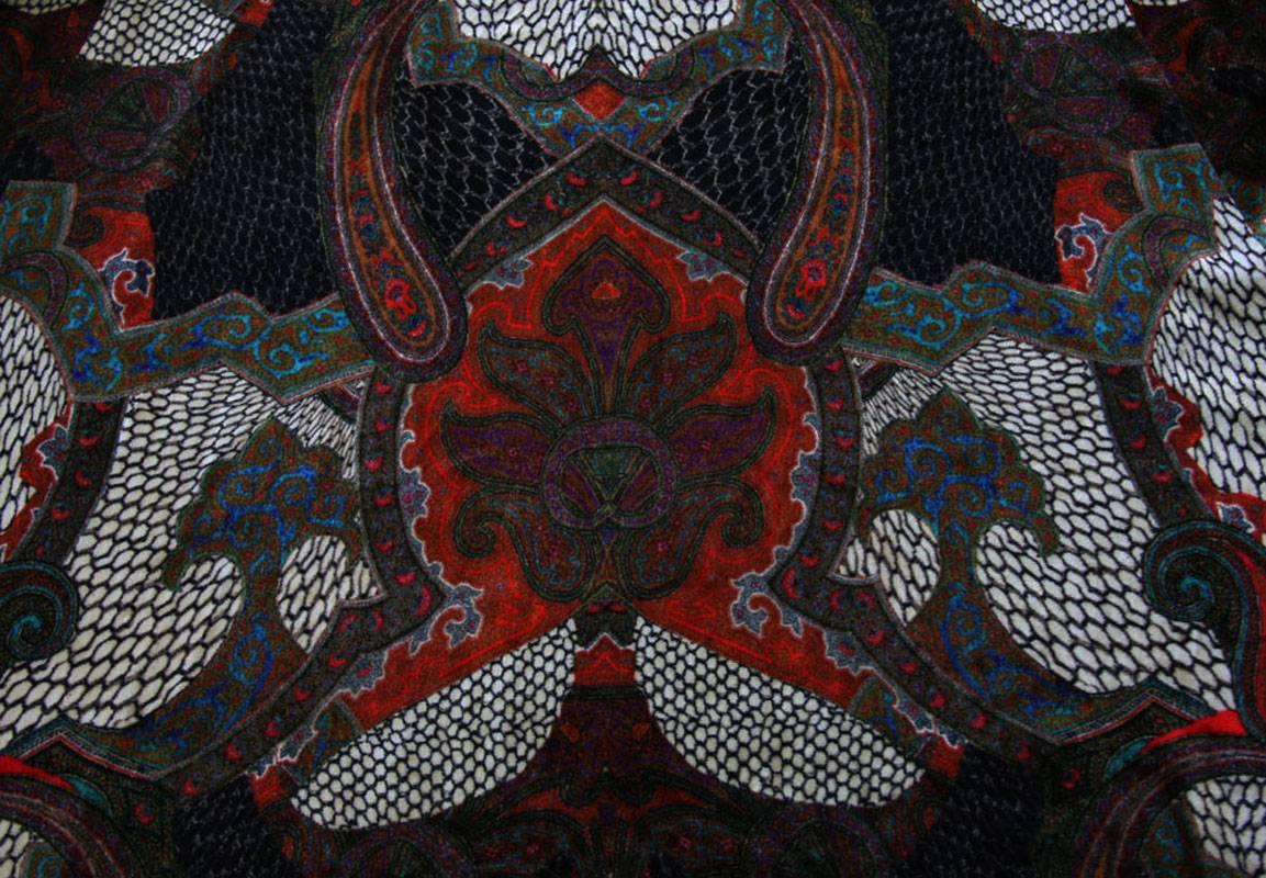 ETRO Runway Robe de soirée ouverte dans le dos en velours multicolore  40 - US 6 en vente 2